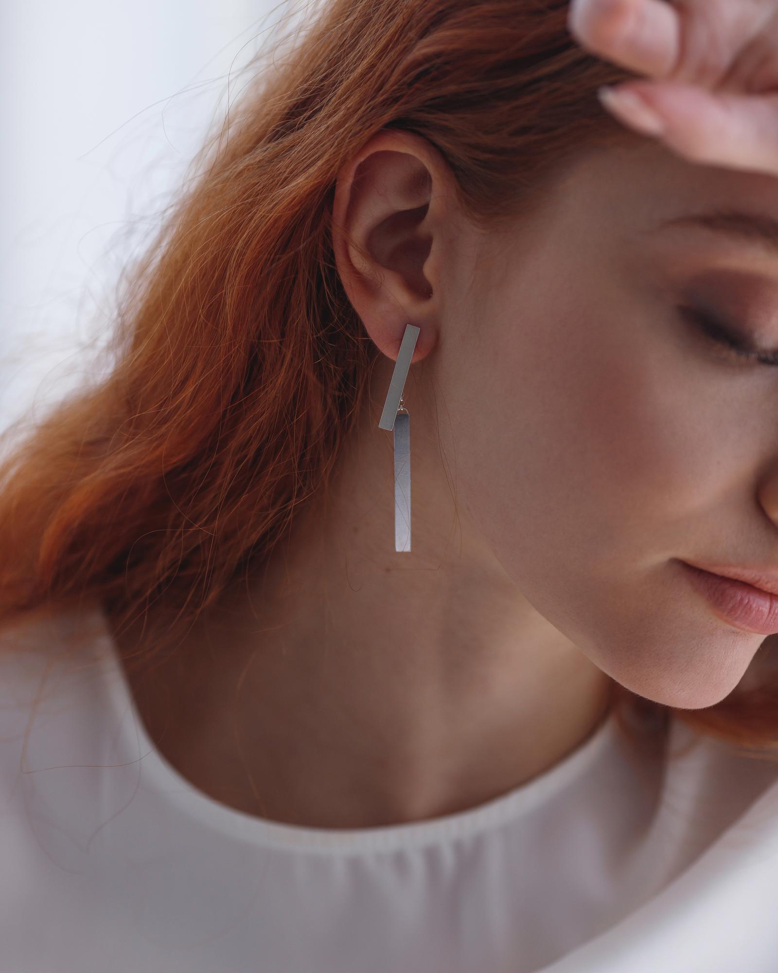 Серебряные серьги Двойная полоска-Twin Stripe (TS-E)