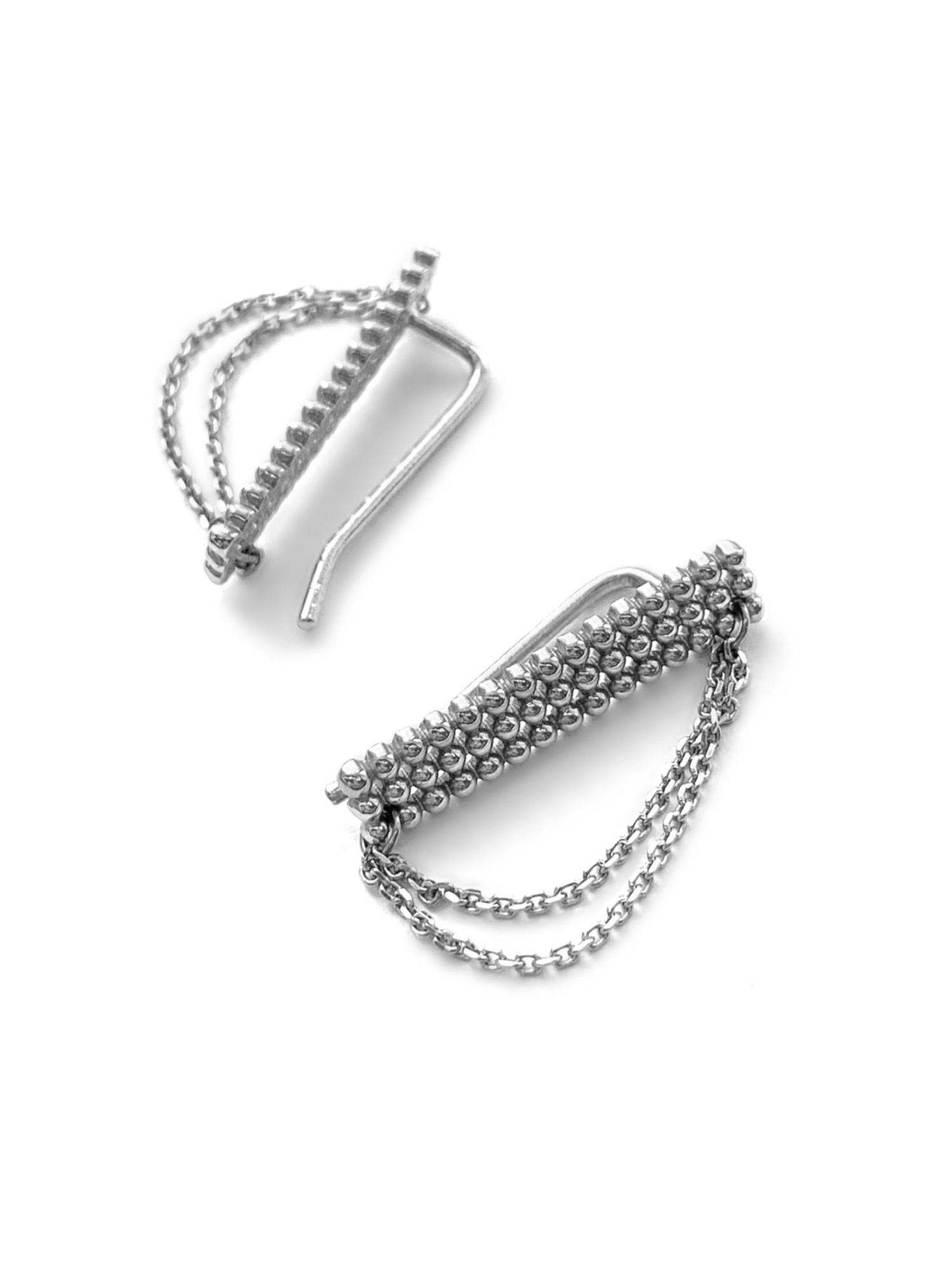 Серебряные серьги-зажимы Баббл - Bubble