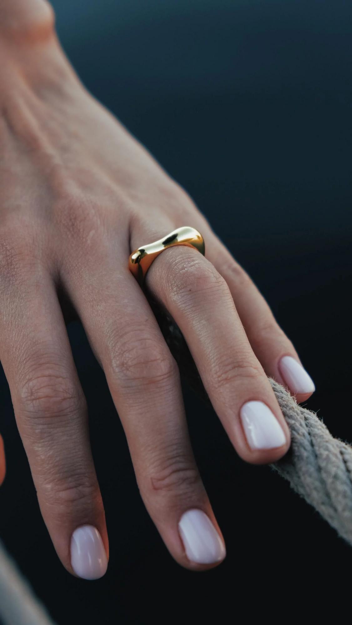 Кольцо Мягкий квадрат позолота - GOLD