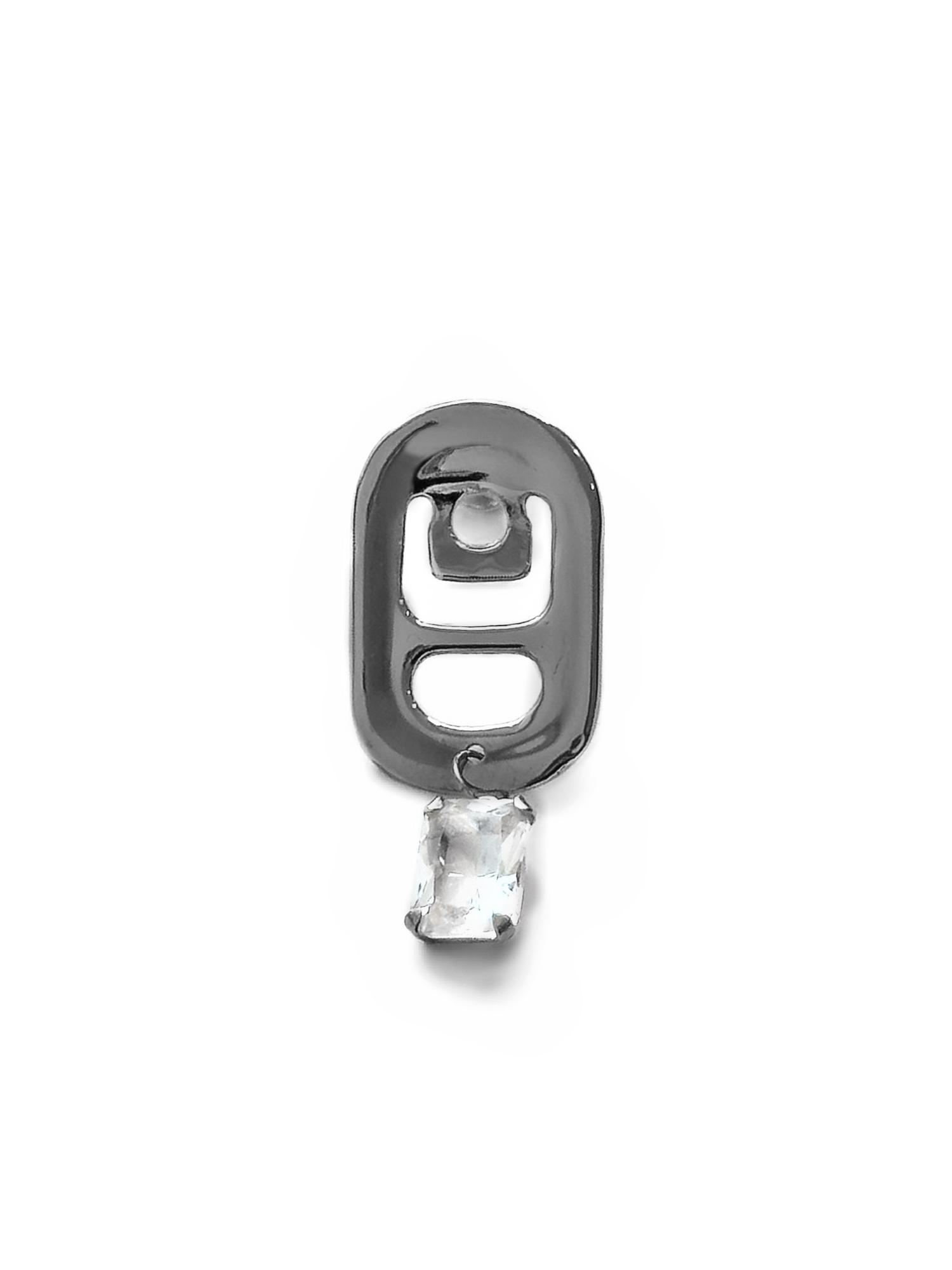 Серебряная моносерьга «Открывайся» с горным хрусталем, черная эмаль - black