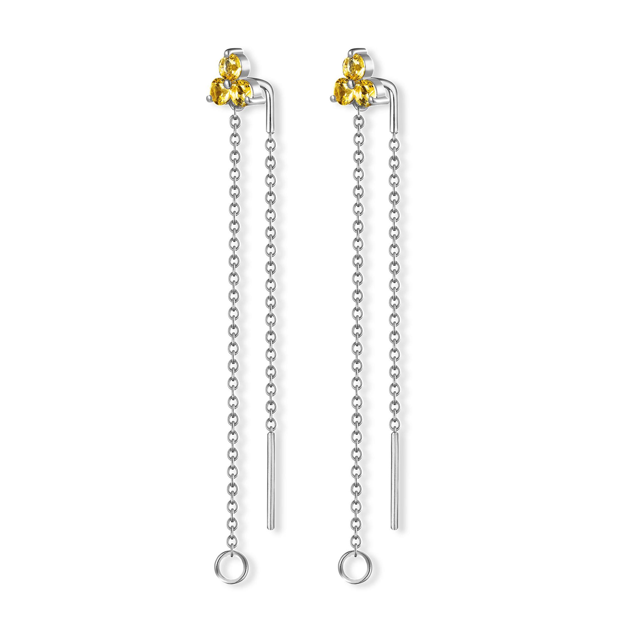 Серьги-протяжки "Клевер" с цитринами - Principessa Trifoglio piccolo