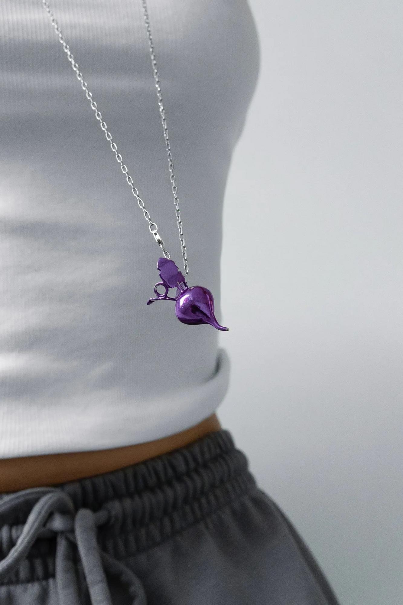 Серебряная фиолетовая подвеска «Свекла» - purple