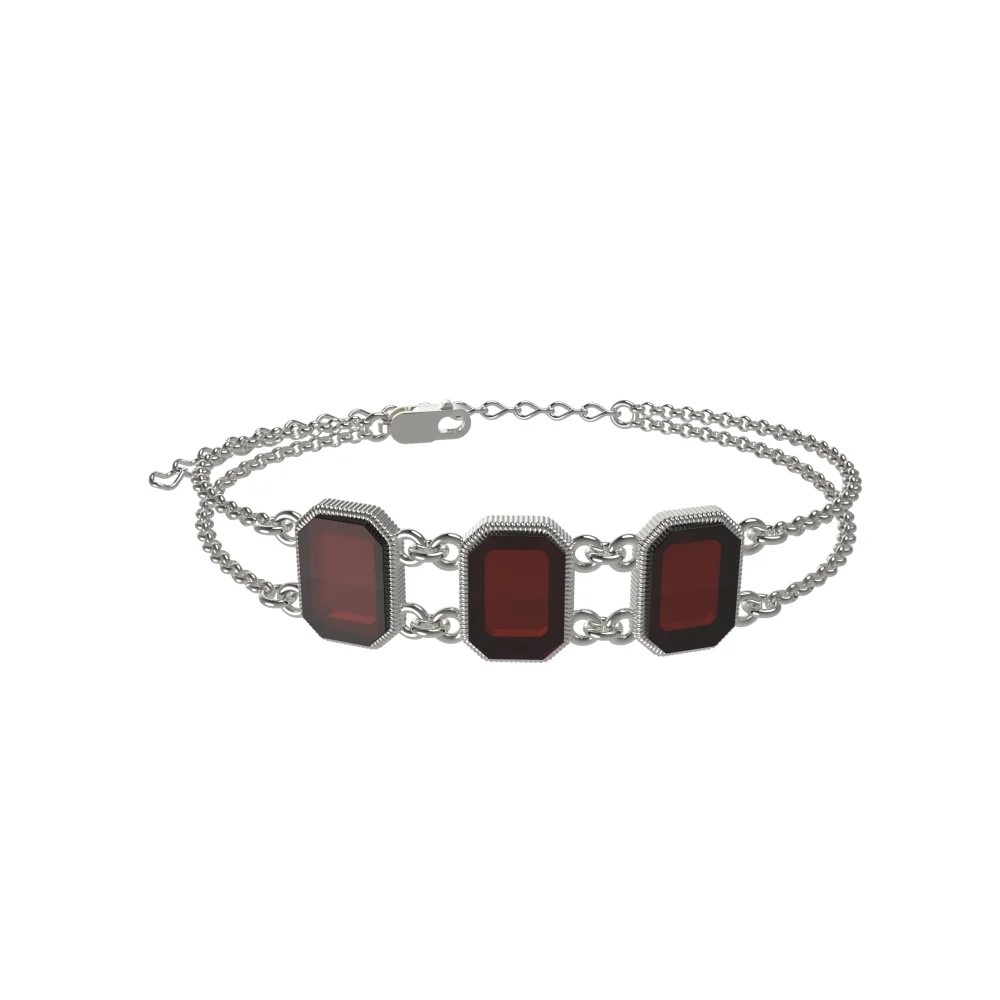 Браслет серебряный с янтарём W21040SV