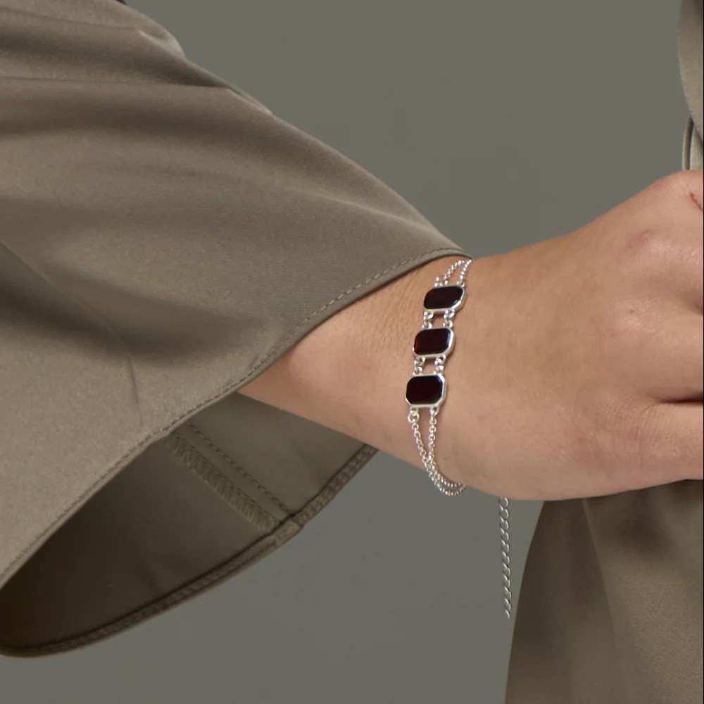 Браслет серебряный с янтарём W21040SV