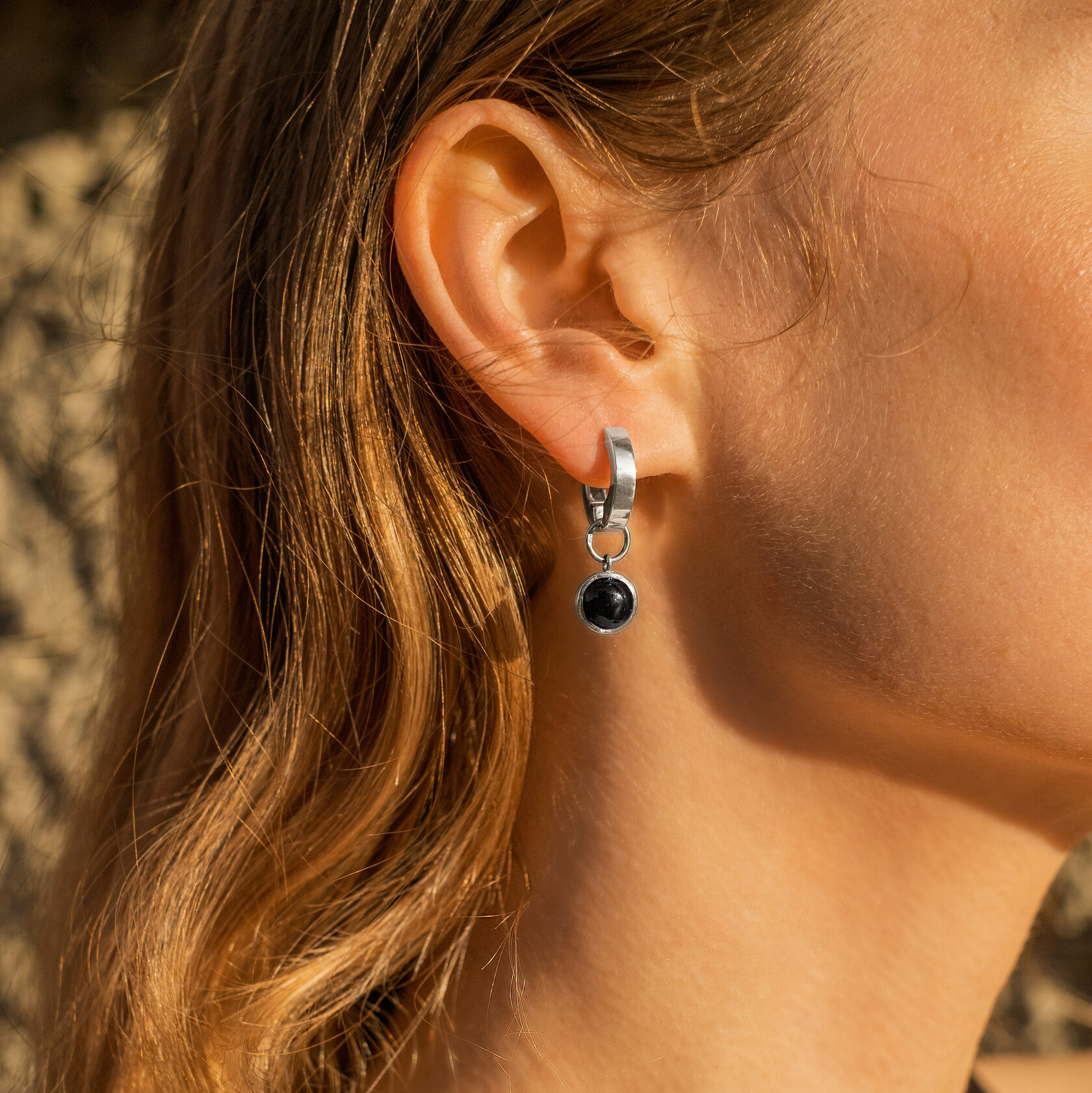 Подвесы на серьги с черным агатом