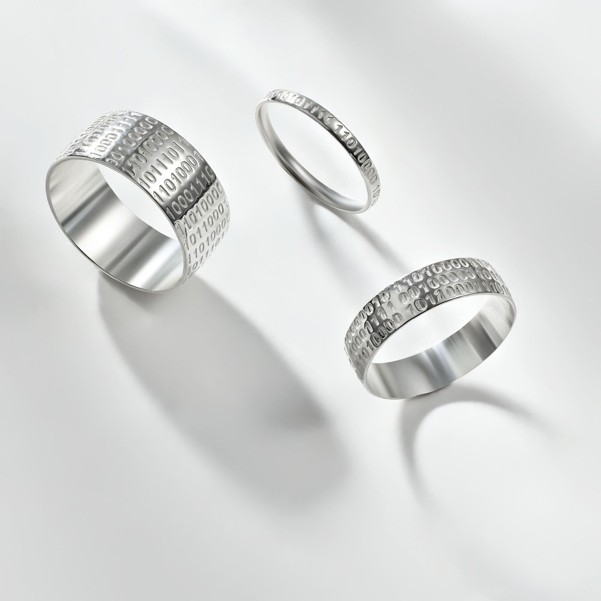 Серебряное Кольцо Бинарный манифест тонкое