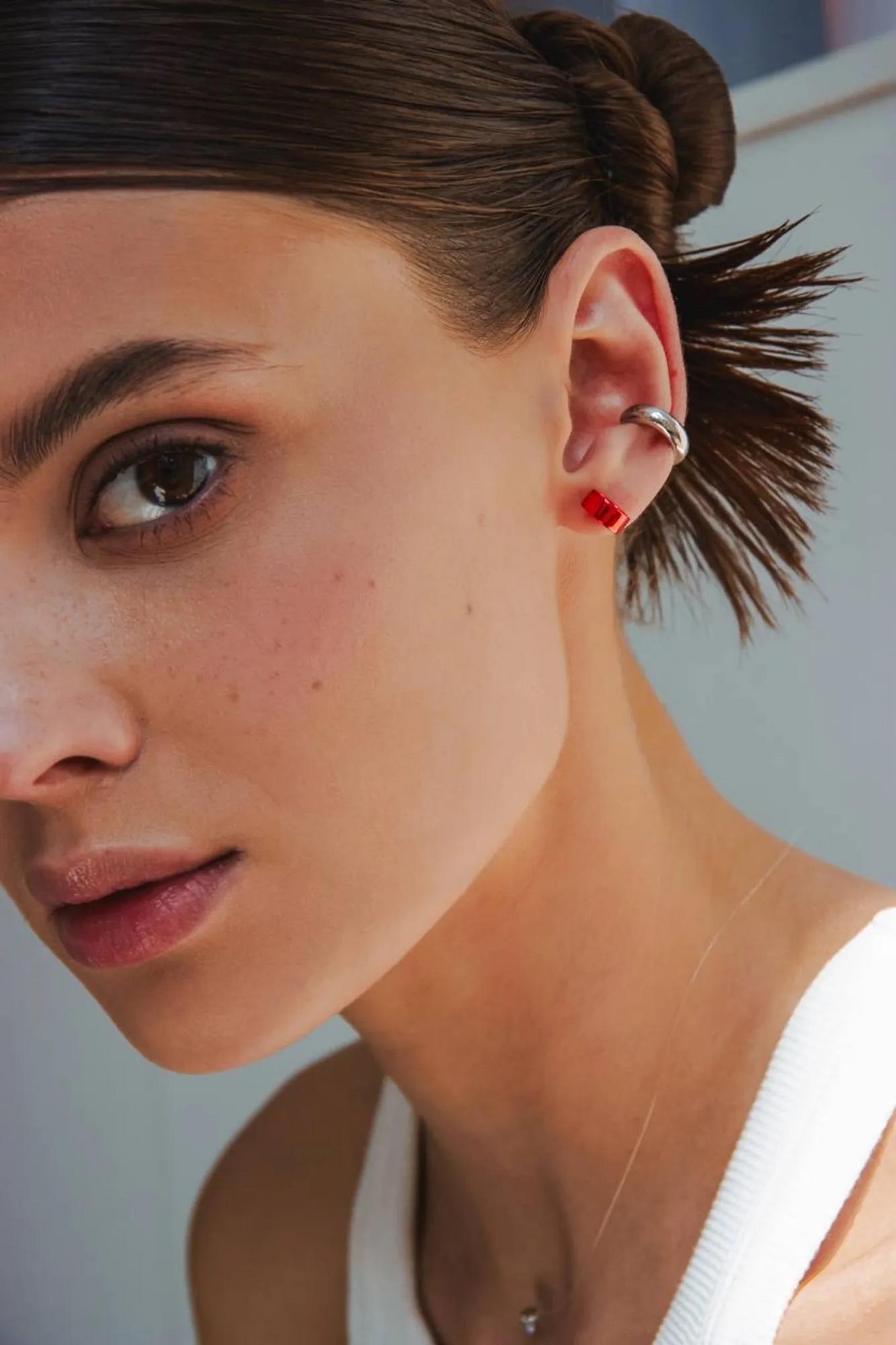 Серебряная серьга-кафф пузырь-Bubble