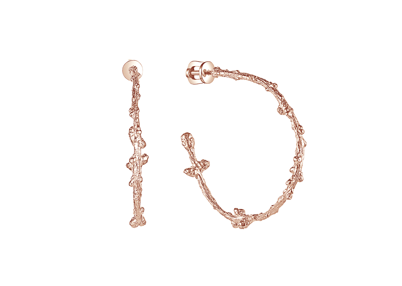 Серьги конго Лиственница позолота