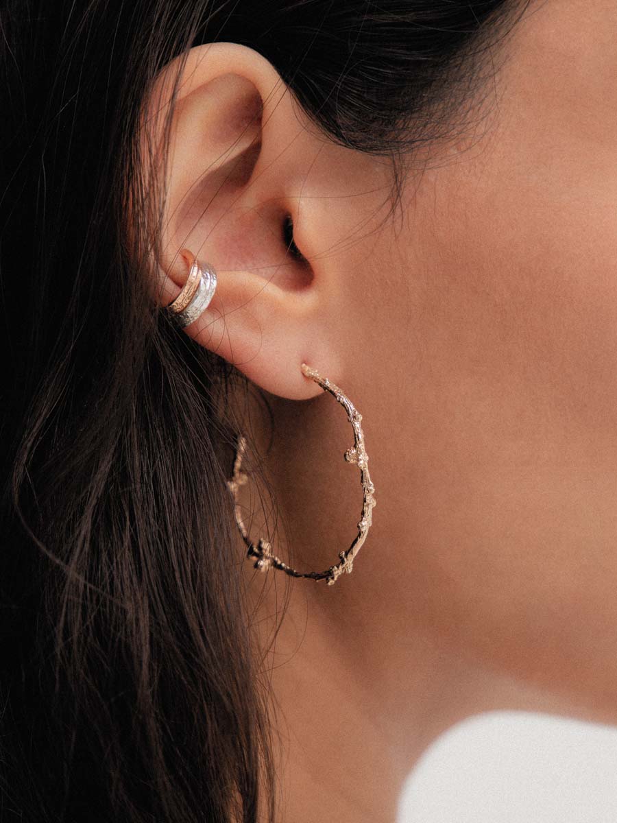 Серьги конго Лиственница позолота