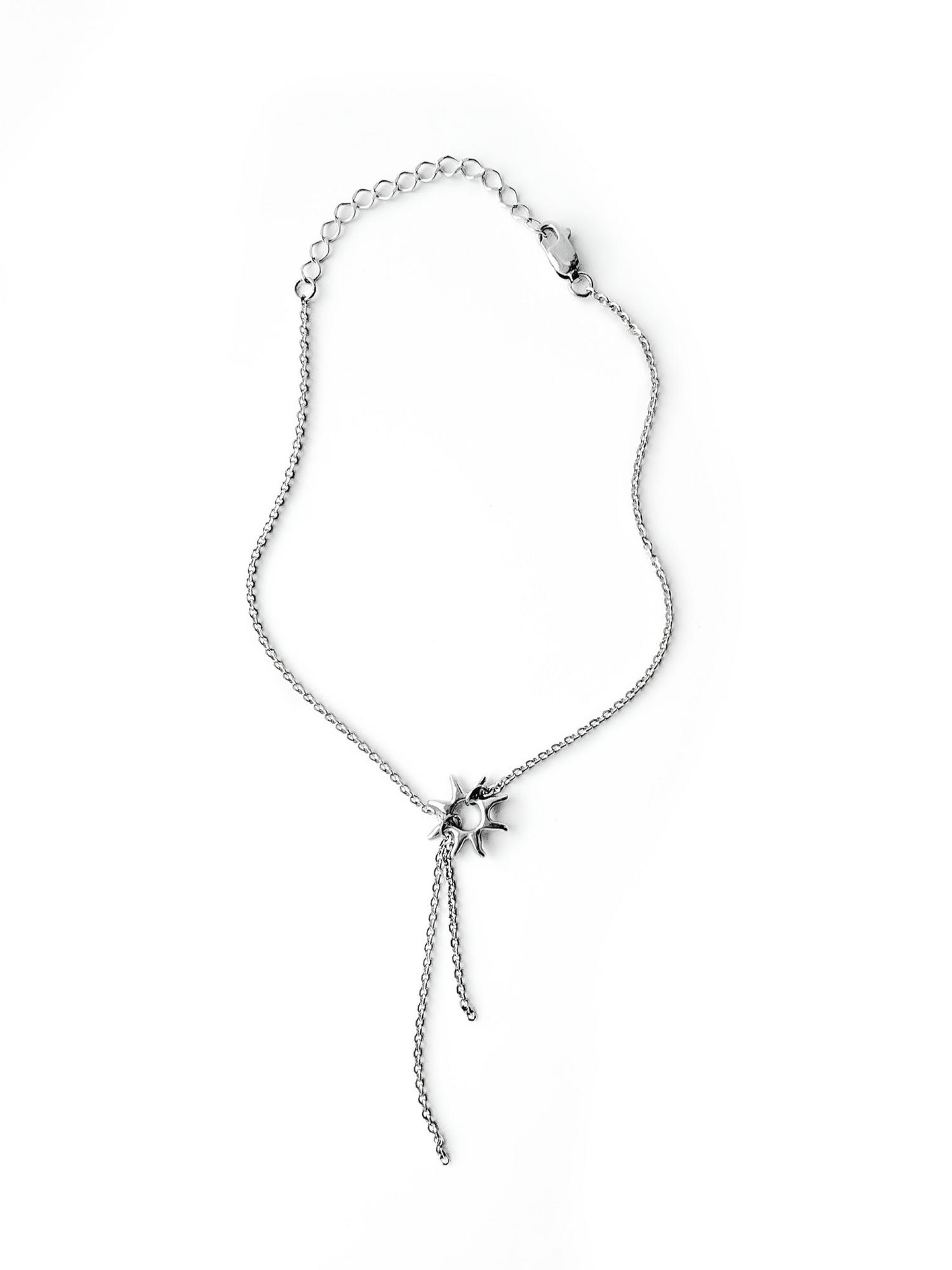 Серебряный браслет на цепочке на ногу «Солнце»