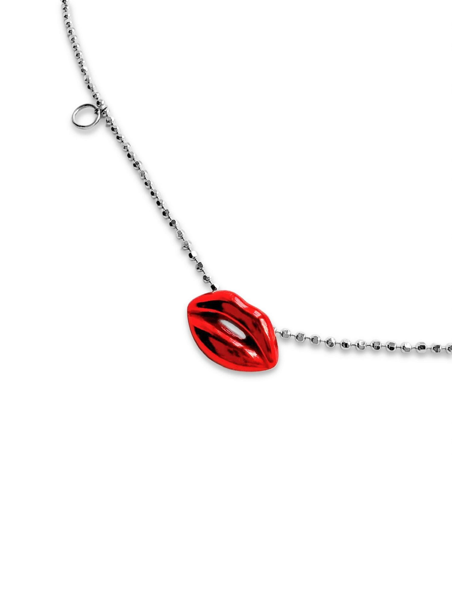 Серебряное колье «Поцелованная» красное