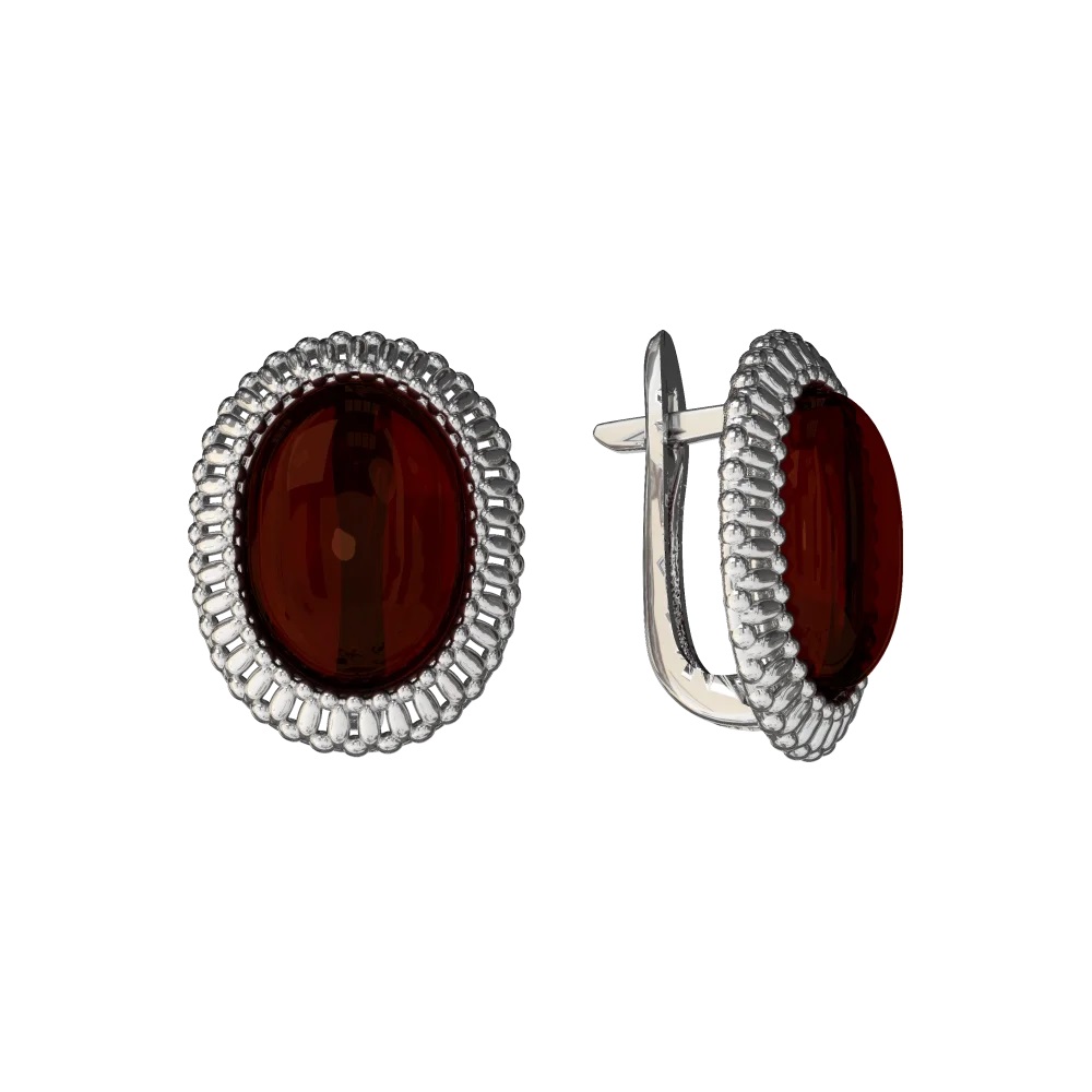 Серебряные серьги с янтарём E20011RV