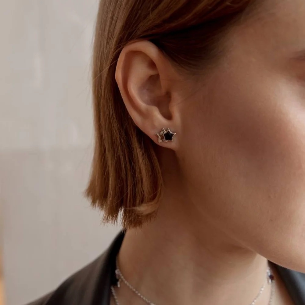 Серебряные серьги с янтарём E10010-2SV