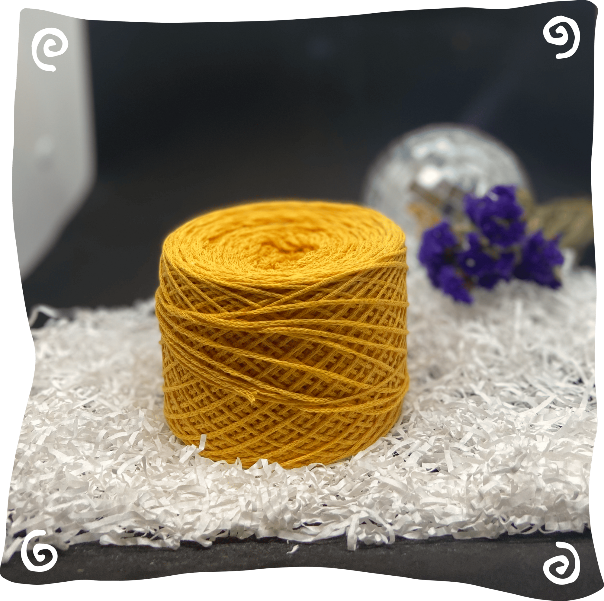 Шнур ХБ вязаный 1 мм, 110г, 400м,  039 - ярко-желтый