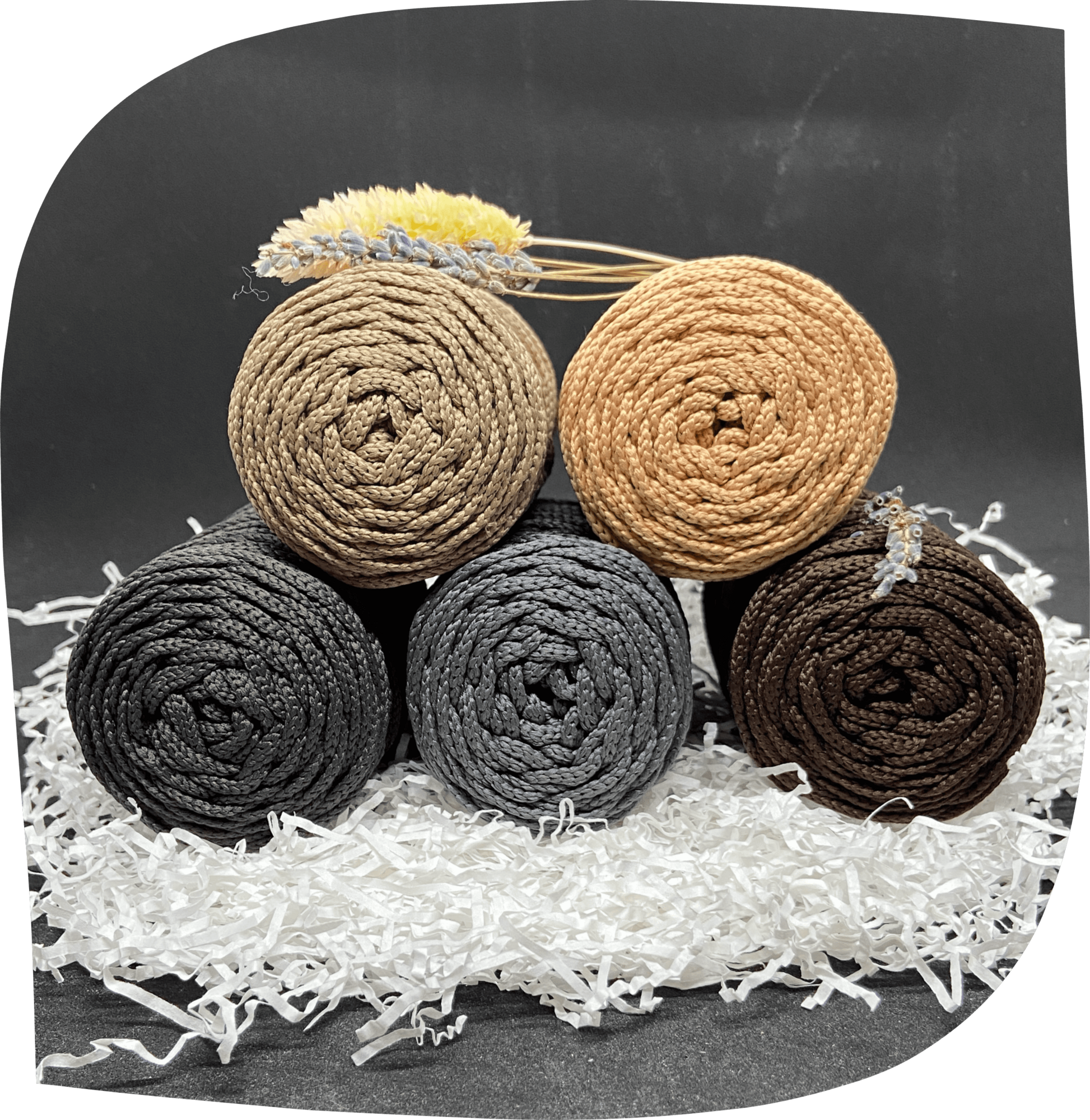 Набор №2 - "Ремесло" ПЭ 3 мм цилиндр, 5 по 90г, 45м, цвета - 16,12,11,9,5