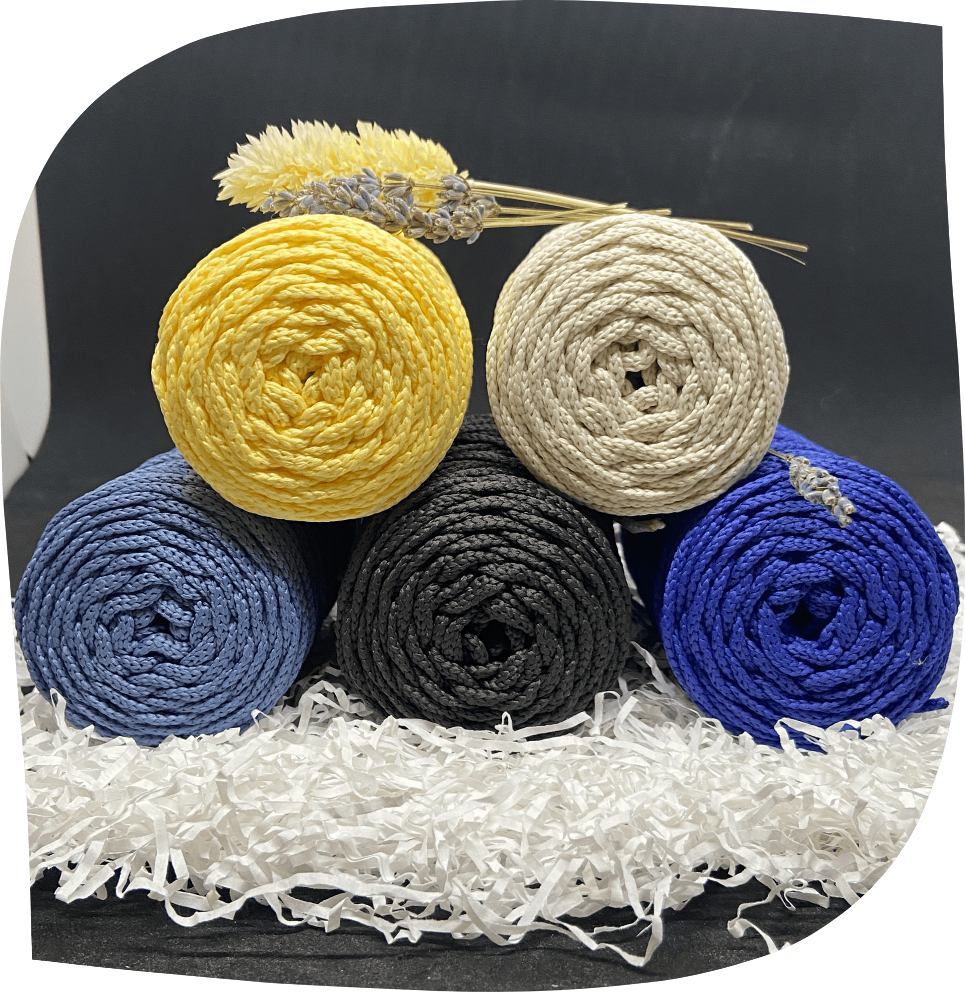 Набор №4 - "Полевые цветы" ПЭ 3 мм цилиндр, 5 по 90г, 45м, цвета - 6,12,20,17,2