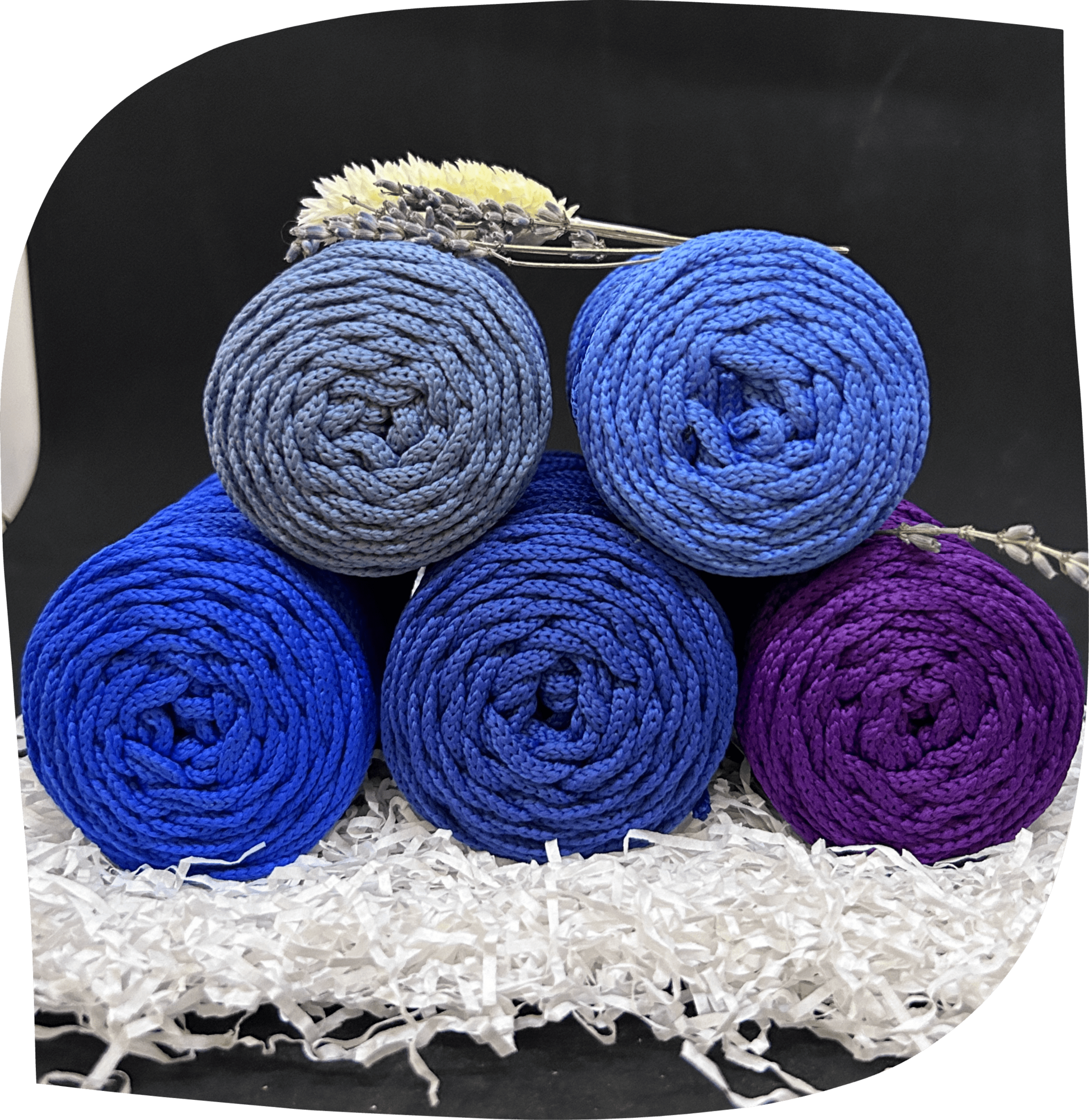 Набор №26 - "Синий лавандовый чай" ПЭ 3 мм цилиндр, 5 по 90г, 45м, цвета - 17,19,20,21,30