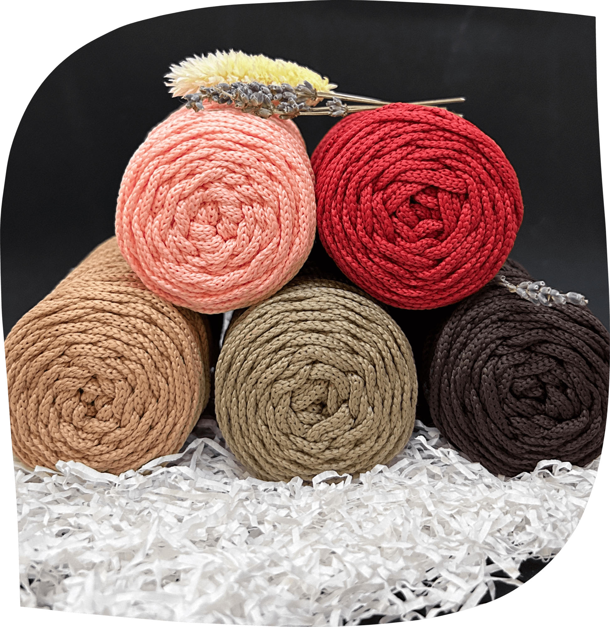 Набор №28 - "Вкусное утро" ПЭ 3 мм цилиндр, 5 по 90г, 45м, цвета - 5,9,11,26,27