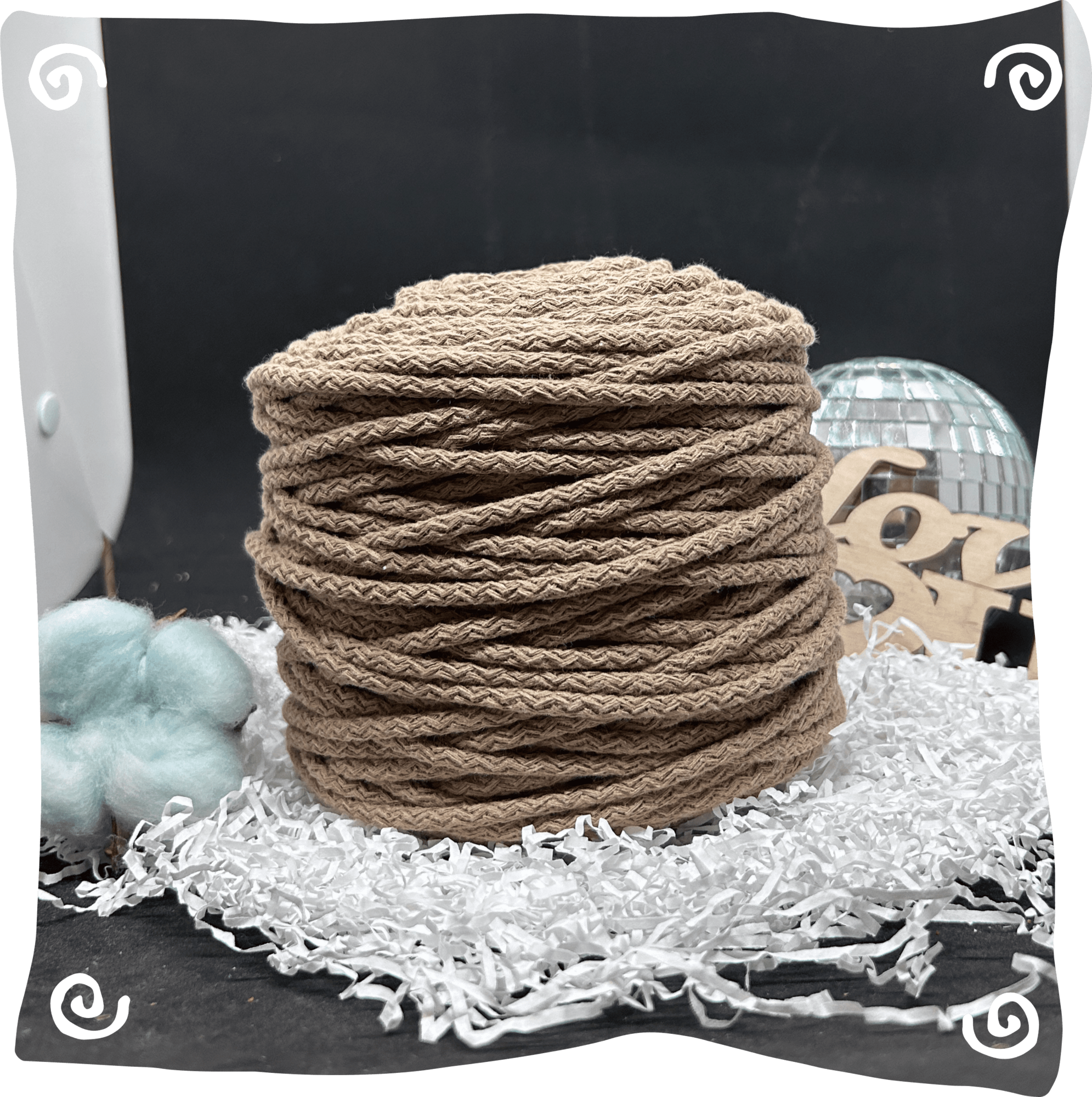 Шнур ХБ вязаный 5 мм с сердечником, 550г, 100м,  942 - бежевый