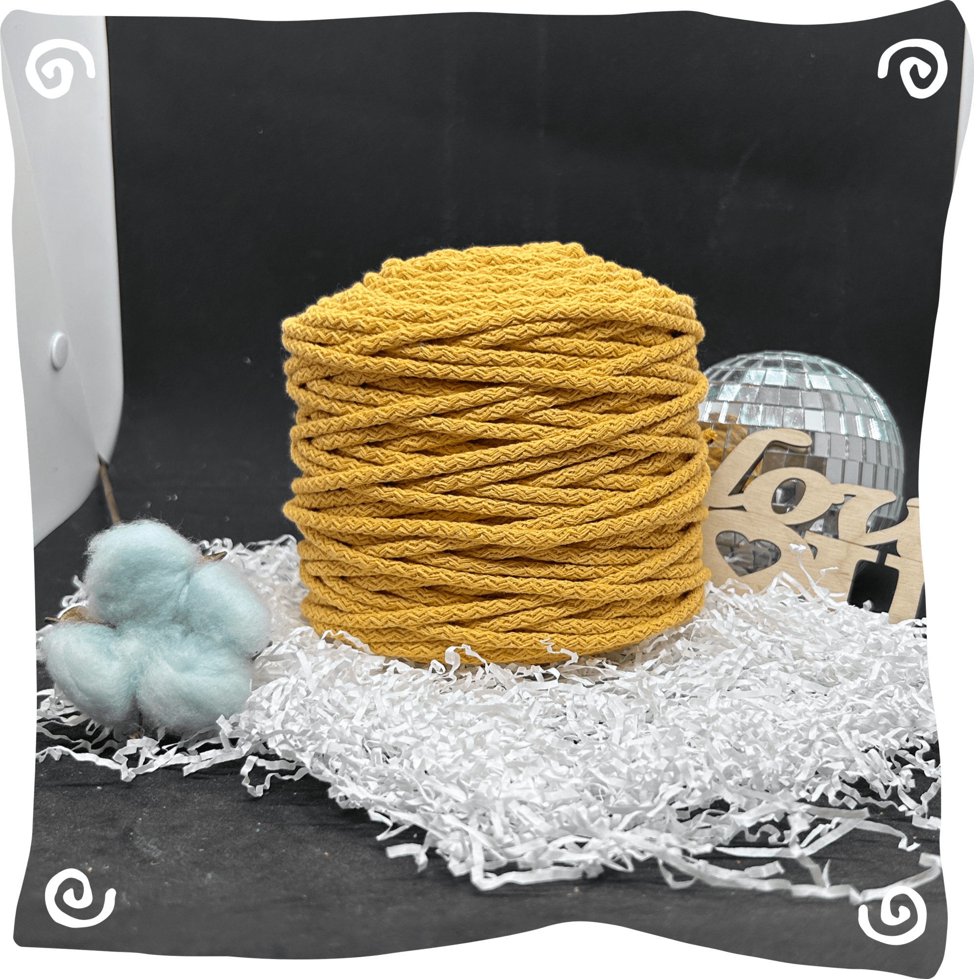 Шнур ХБ вязаный 5 мм с сердечником, 550г, 100м,  939 - ярко-желтый