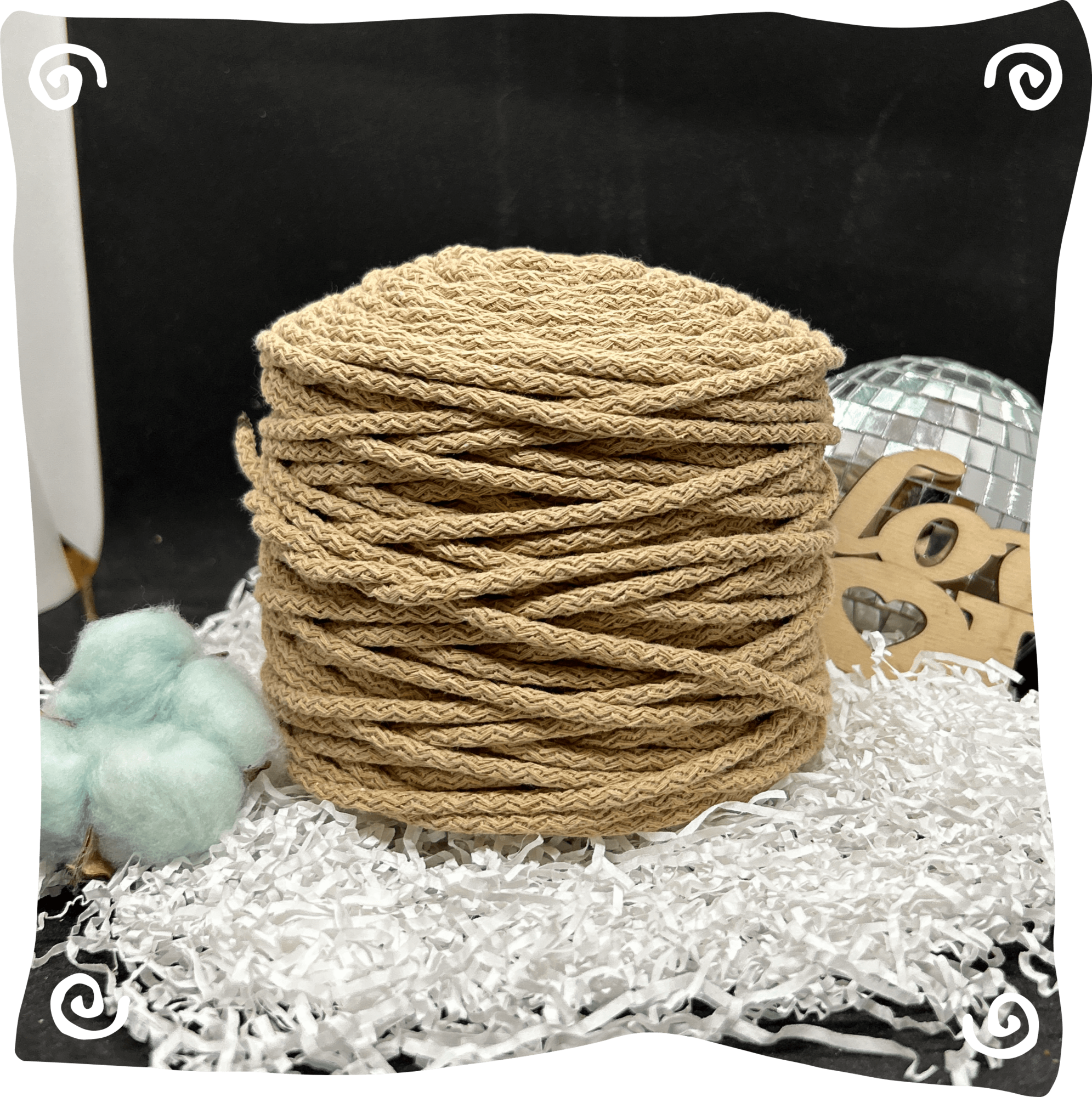 Шнур ХБ вязаный 5 мм с сердечником, 550г, 100м,  938 - светло-бежевый