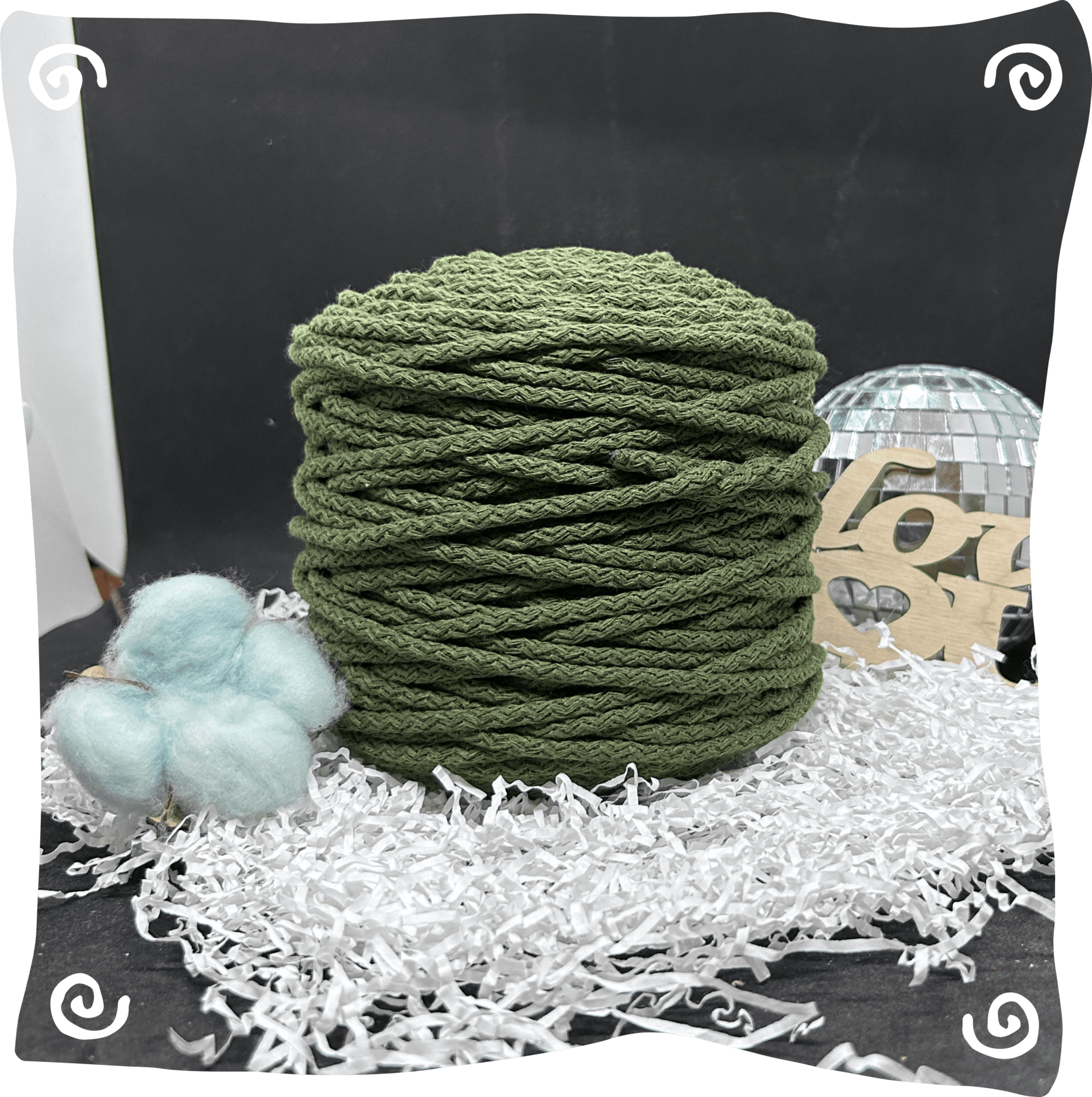 Шнур ХБ вязаный 5 мм с сердечником, 550г, 100м,  937 - олива