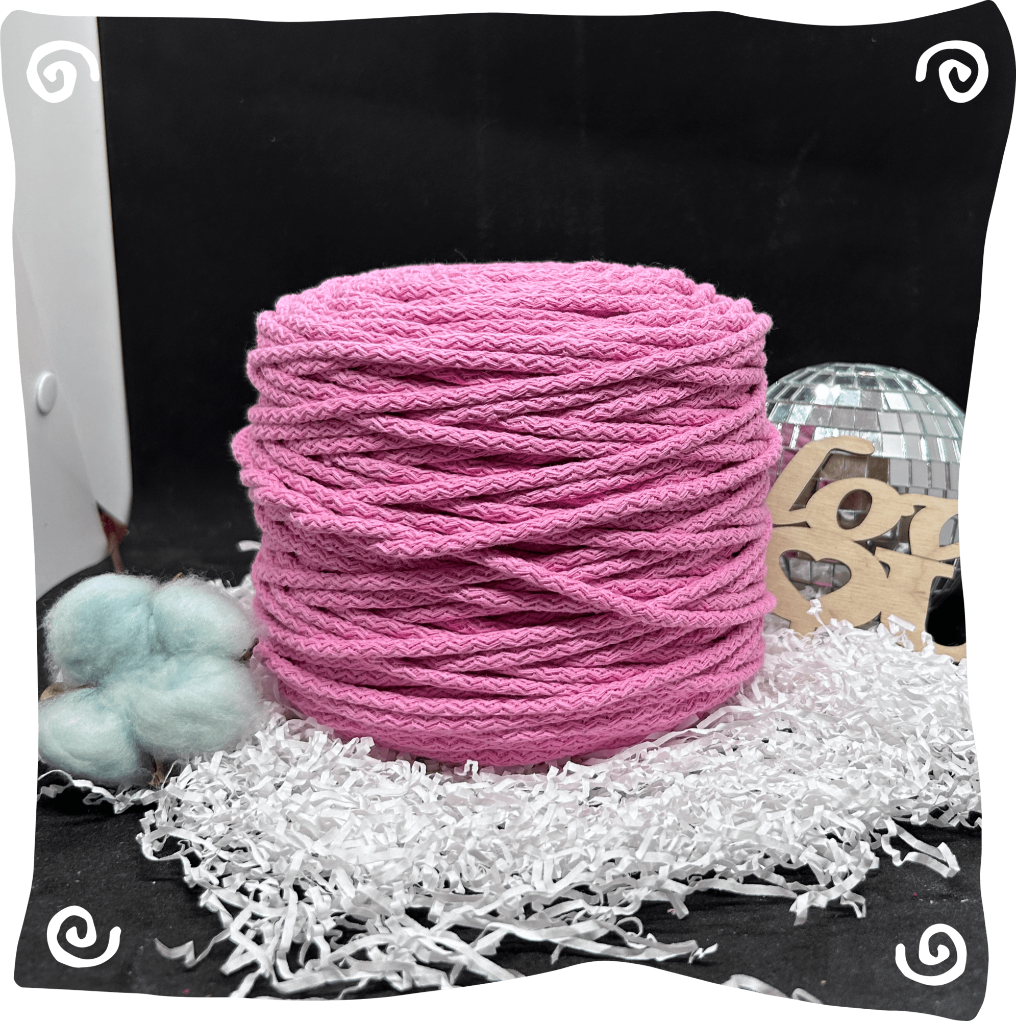 Шнур ХБ вязаный 5 мм с сердечником, 550г, 100м,  929 - розовый