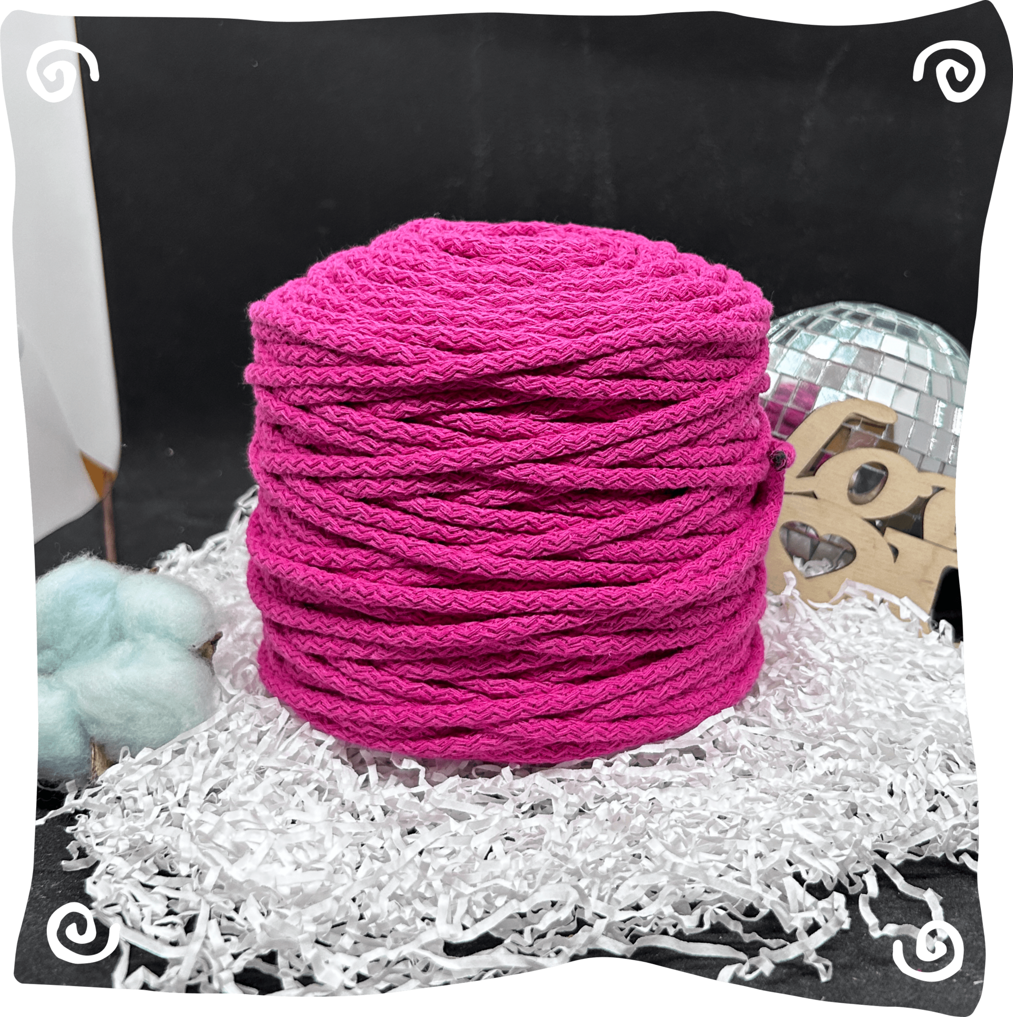 Шнур ХБ вязаный 5 мм с сердечником, 550г, 100м,  928 - фуксия