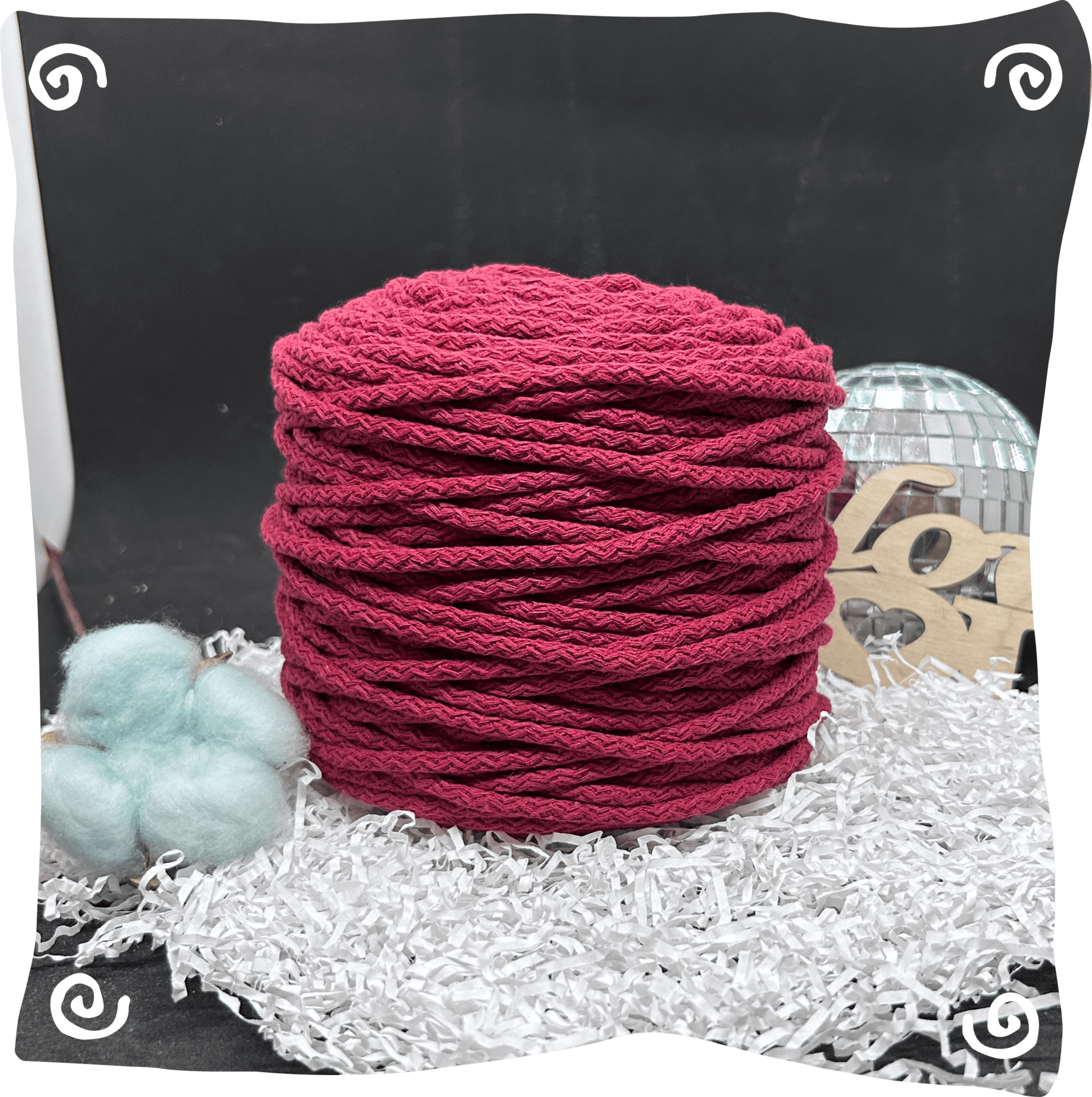 Шнур ХБ вязаный 5 мм с сердечником, 550г, 100м,  927 - бордовый