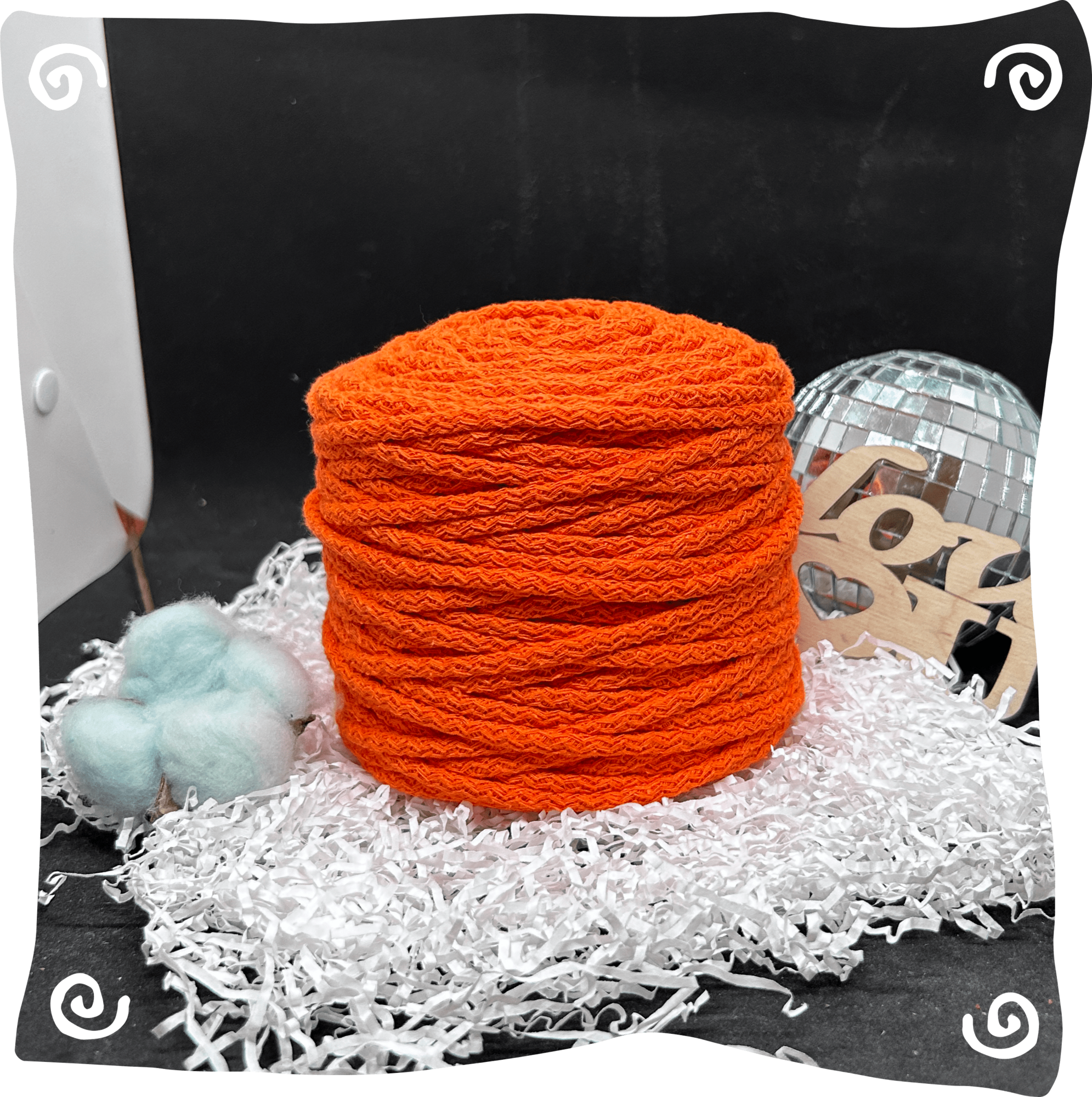 Шнур ХБ вязаный 5 мм с сердечником, 550г, 100м,  925 - оранжевый