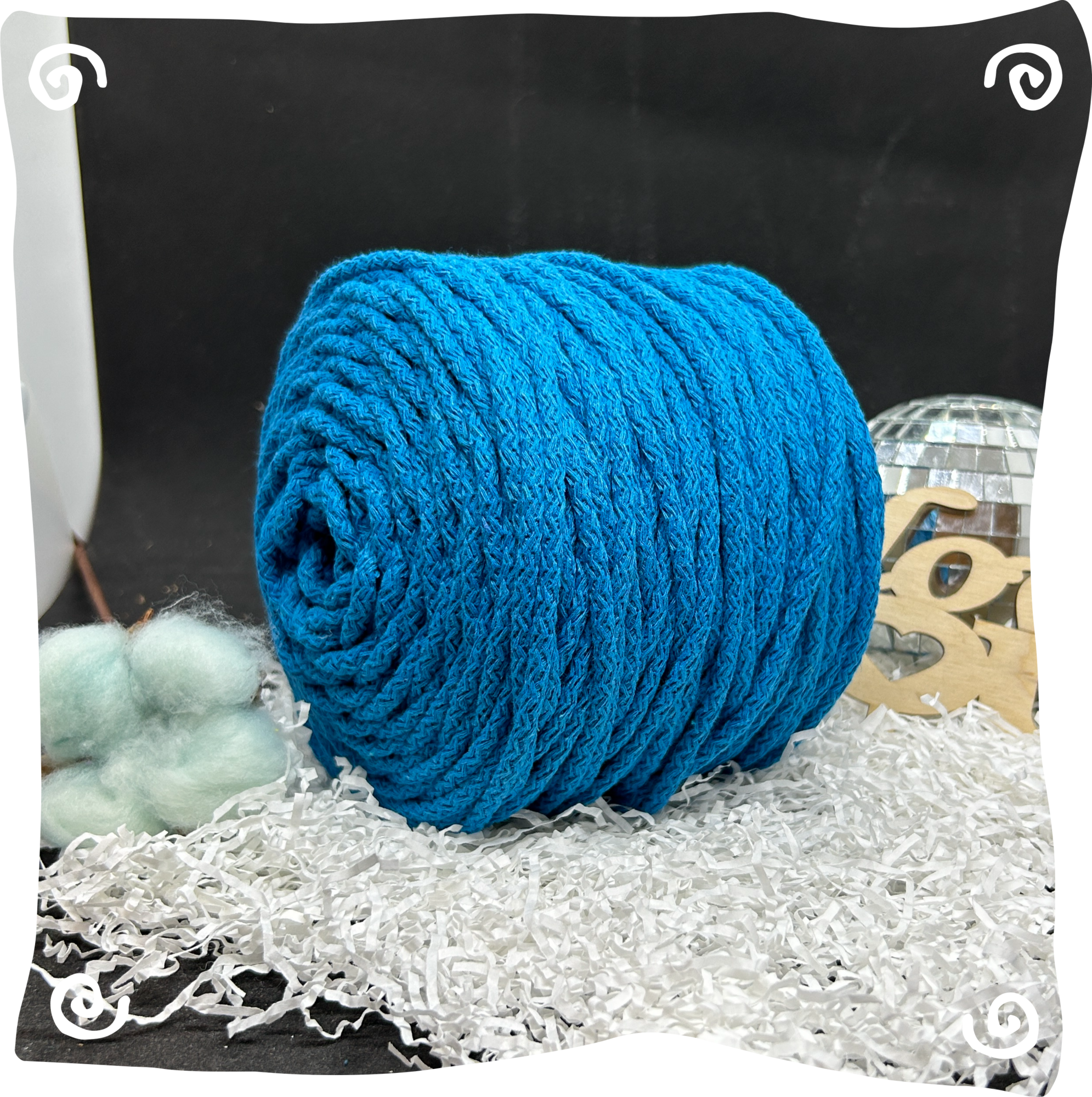 Шнур ХБ вязаный 5 мм с сердечником, 550г, 100м,  922 - темно-голубой