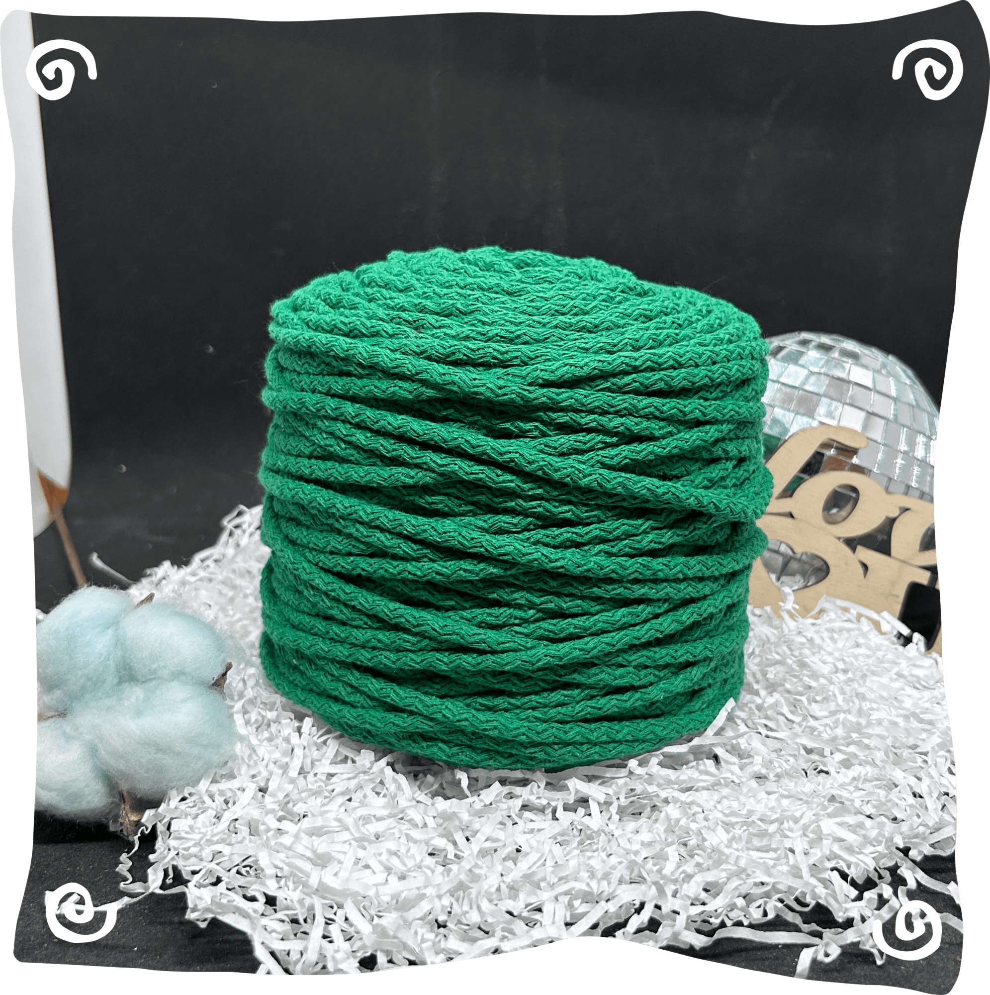 Шнур ХБ вязаный 5 мм с сердечником, 550г, 100м,  921 - зеленый
