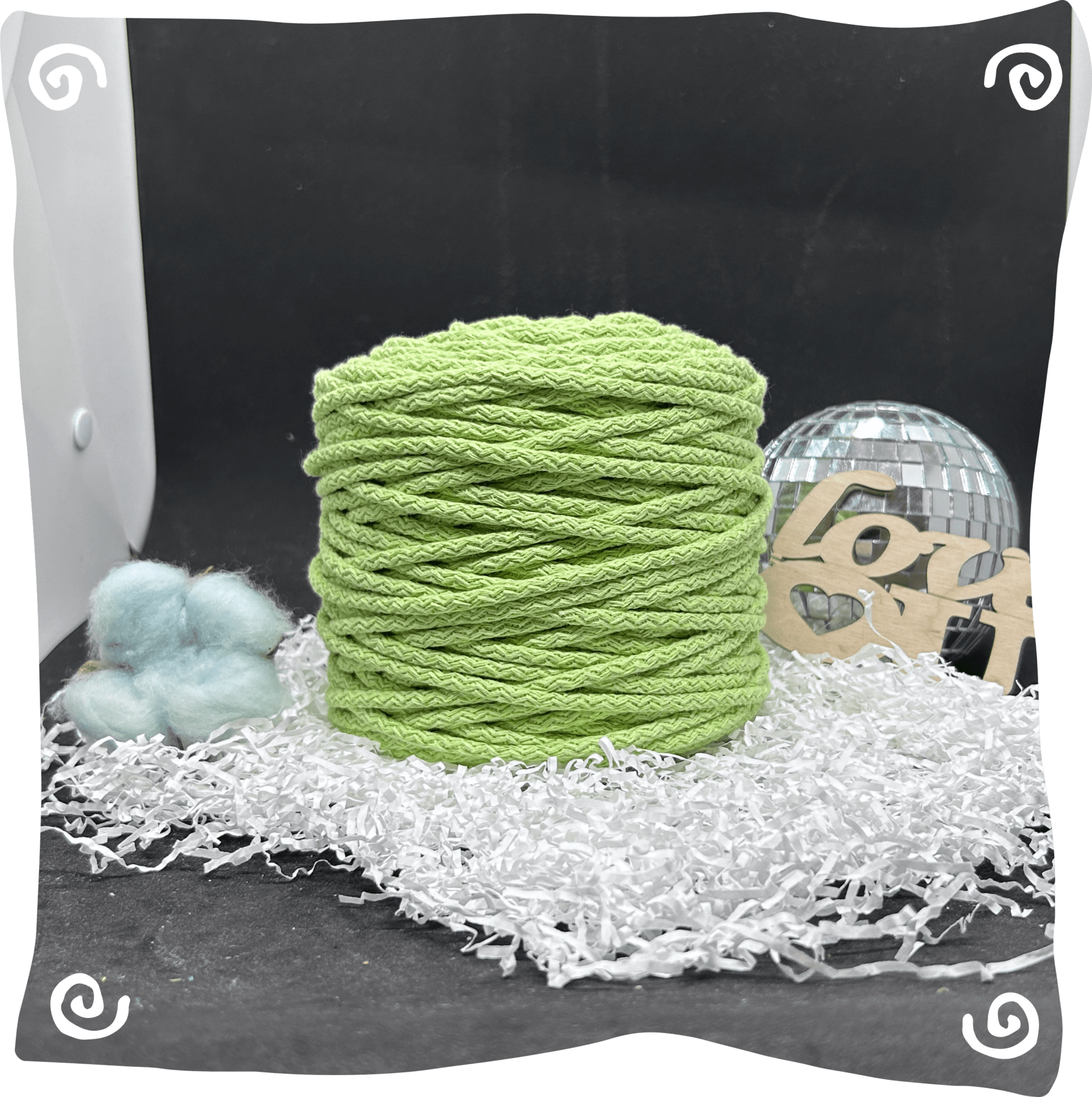 Шнур ХБ вязаный 5 мм с сердечником, 550г, 100м,  920 - салатовый