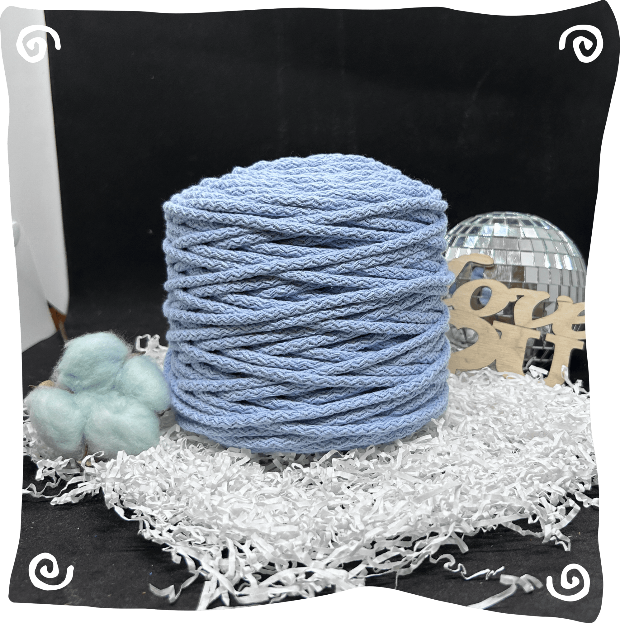 Шнур ХБ вязаный 5 мм с сердечником, 550г, 100м,  917 - светло-голубой