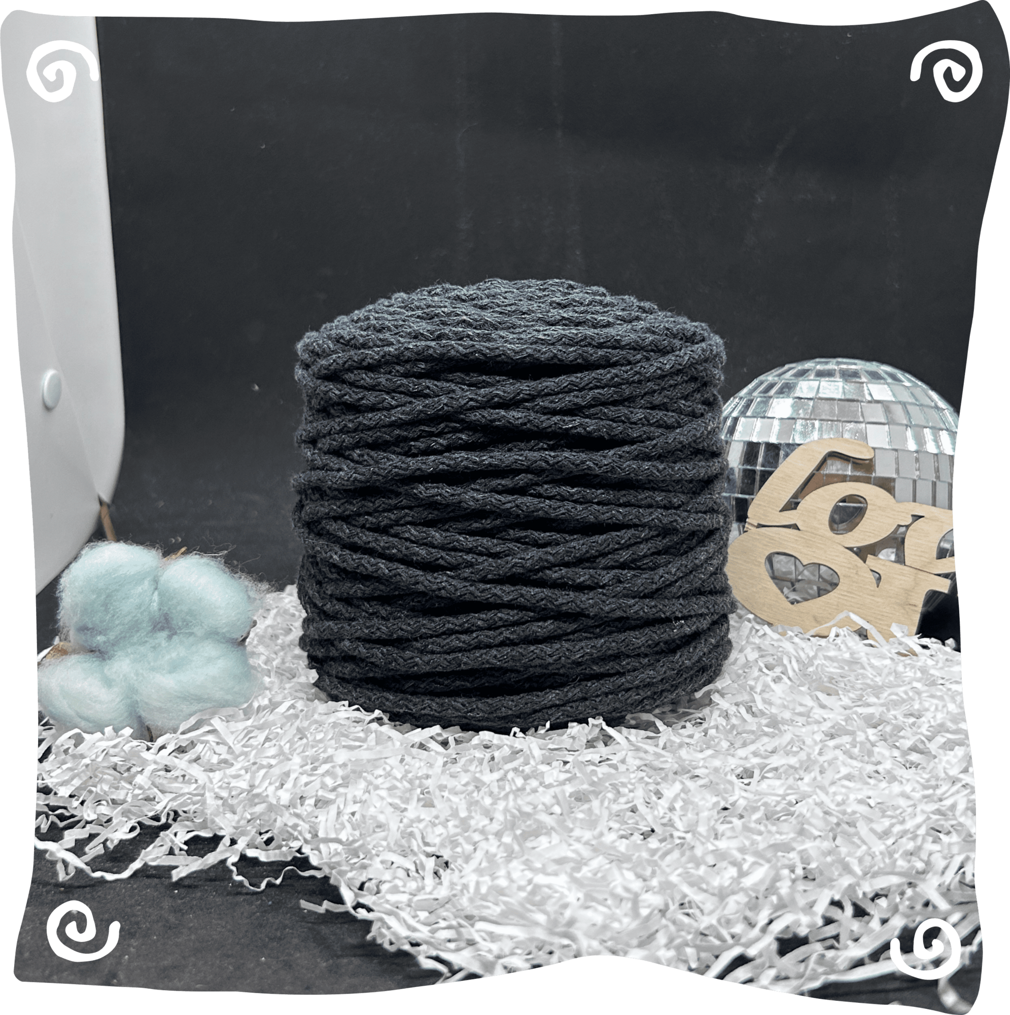 Шнур ХБ вязаный 5 мм с сердечником, 550г, 100м,  910 - антрацит