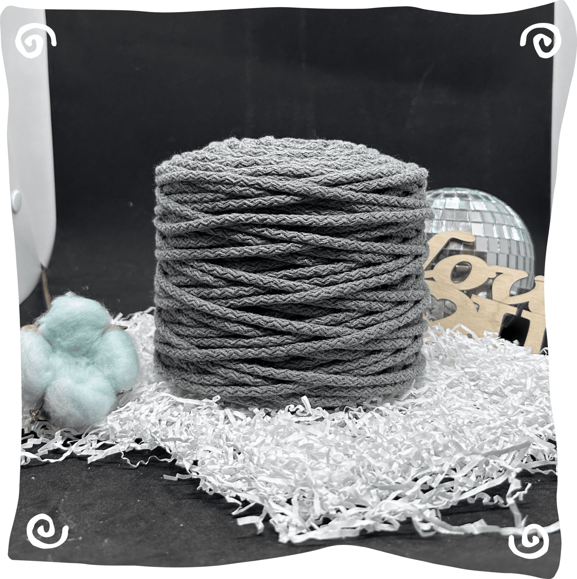 Шнур ХБ вязаный 5 мм с сердечником, 550г, 100м,  908 - серый