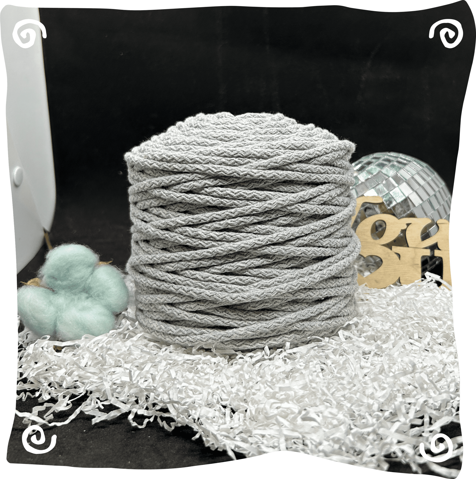 Шнур ХБ вязаный 5 мм с сердечником, 550г, 100м,  907 - светло-серый