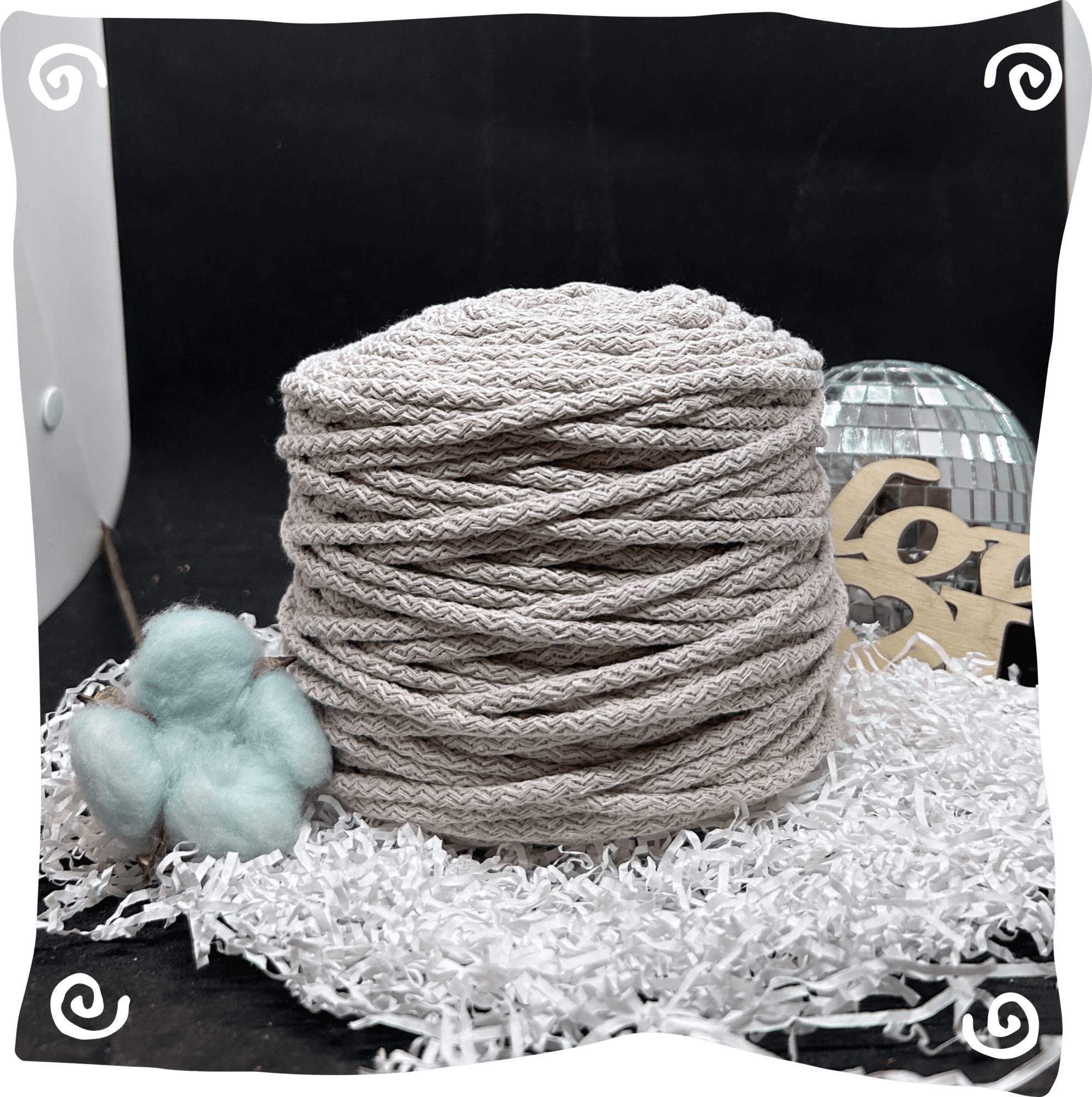 Шнур ХБ вязаный 5 мм с сердечником, 550г, 100м,  903 - льняной