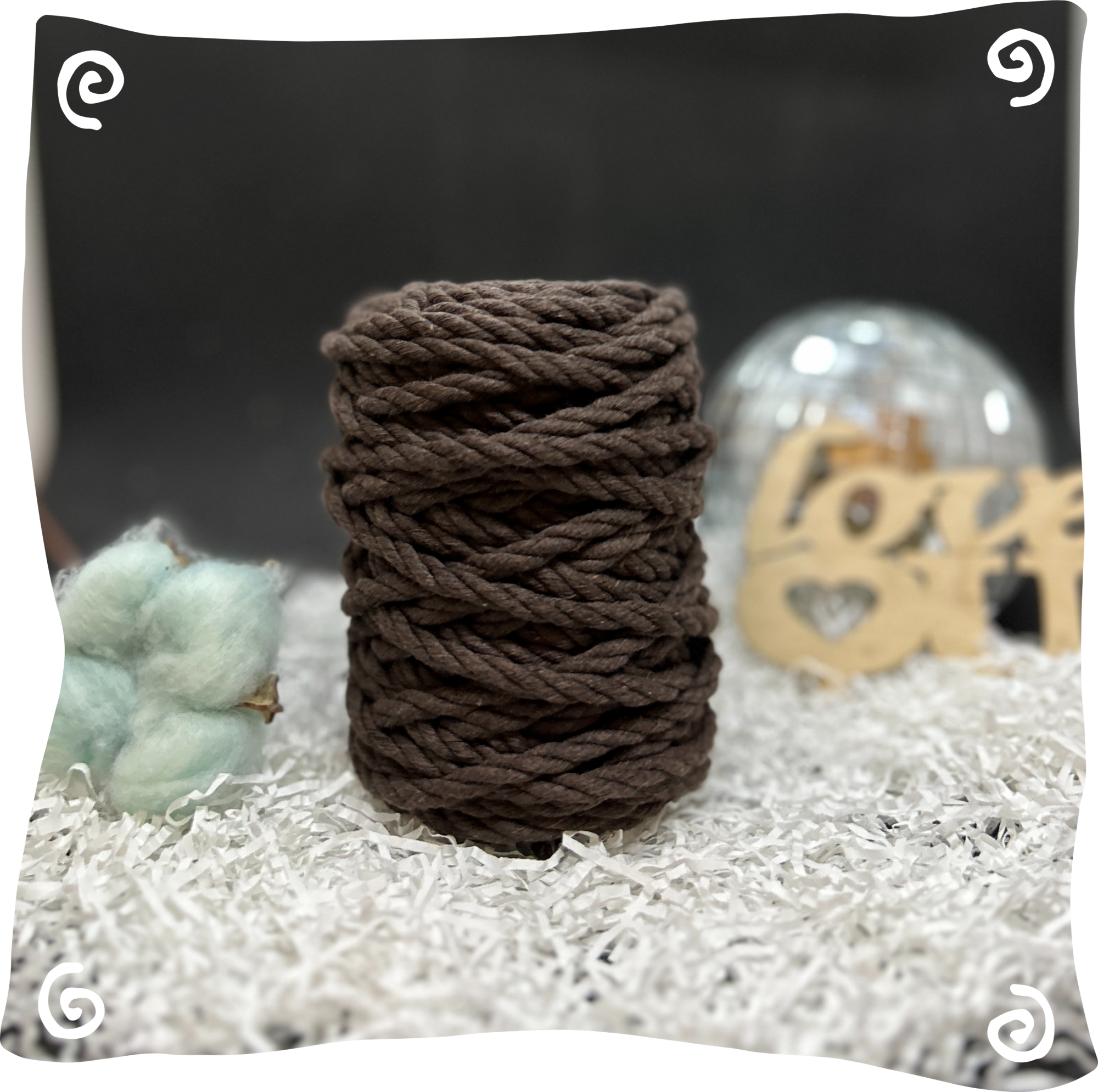 Шнур ХБ крученый 6 мм, 190г, 20м,  606–коричневый