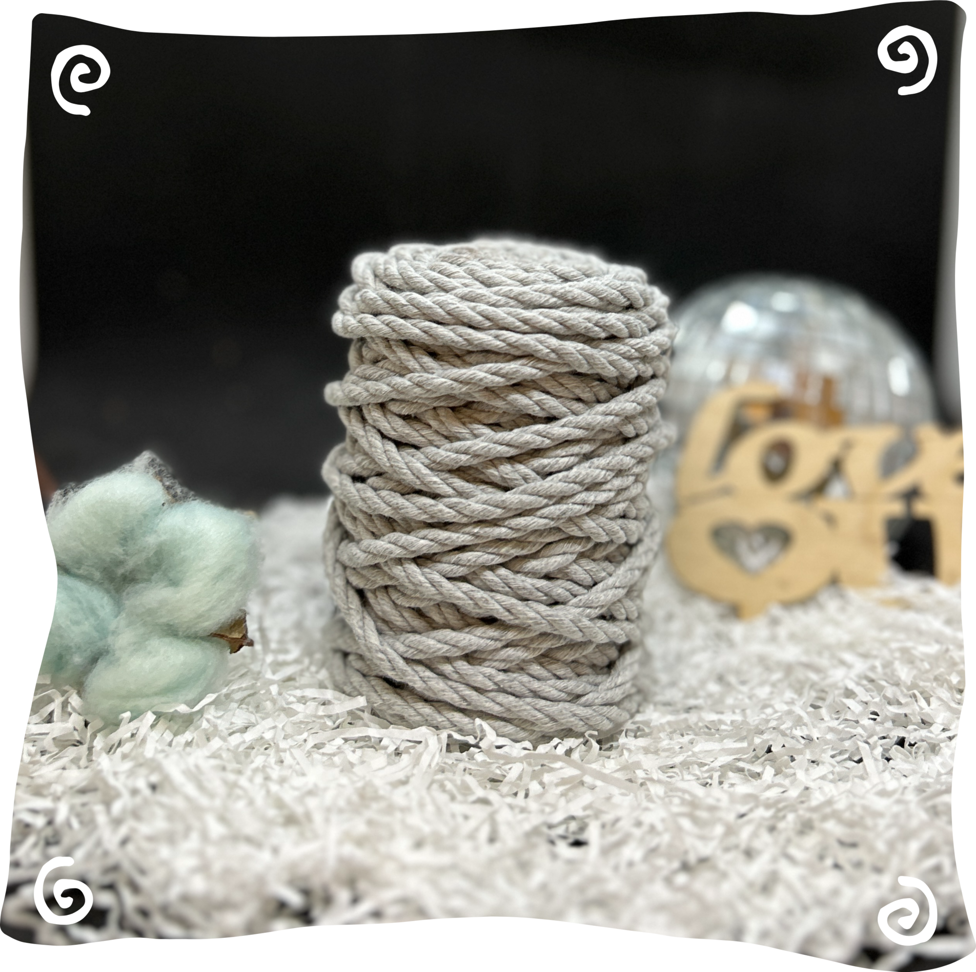 Шнур ХБ крученый 6 мм, 190г, 20м,  607–светло-серый