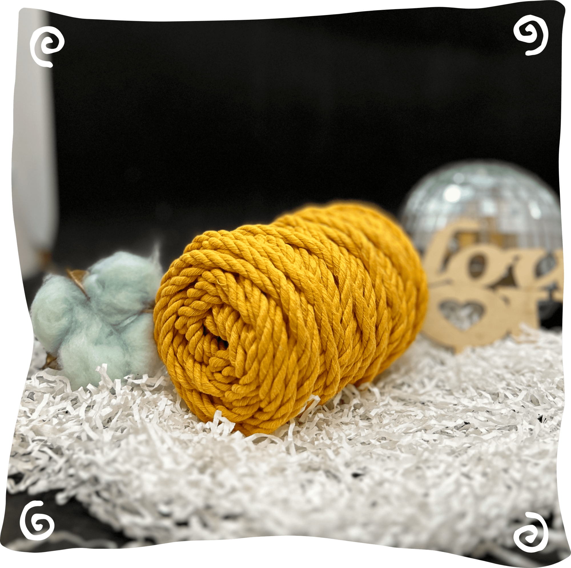 Шнур ХБ крученый 6 мм, 190г, 20м,  639 – ярко-желтый