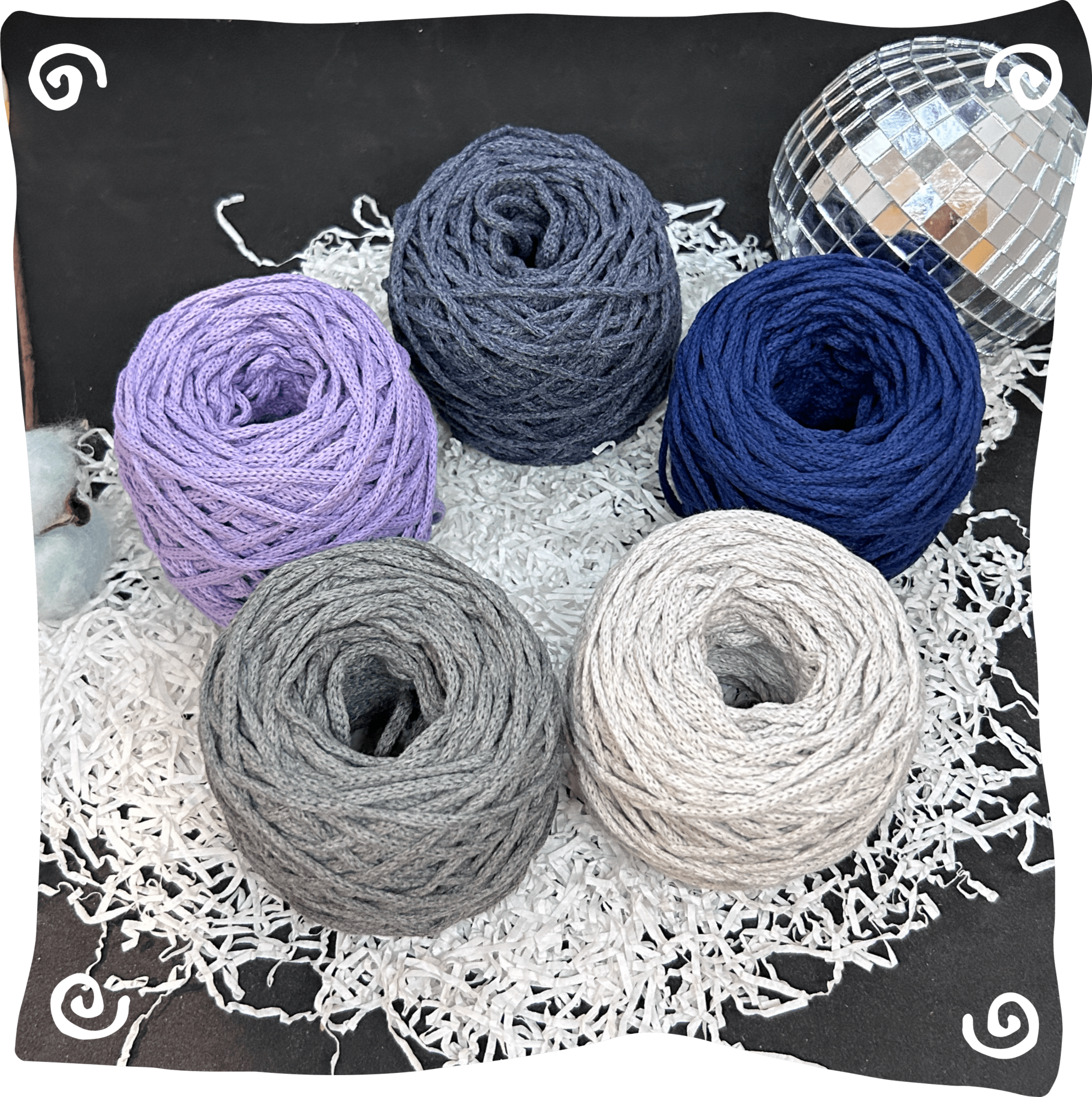 Набор №12 - "Гроза" ХБ 3 мм клубок, 5 по 80г, 45м, цвета – 3,8,14,35,41