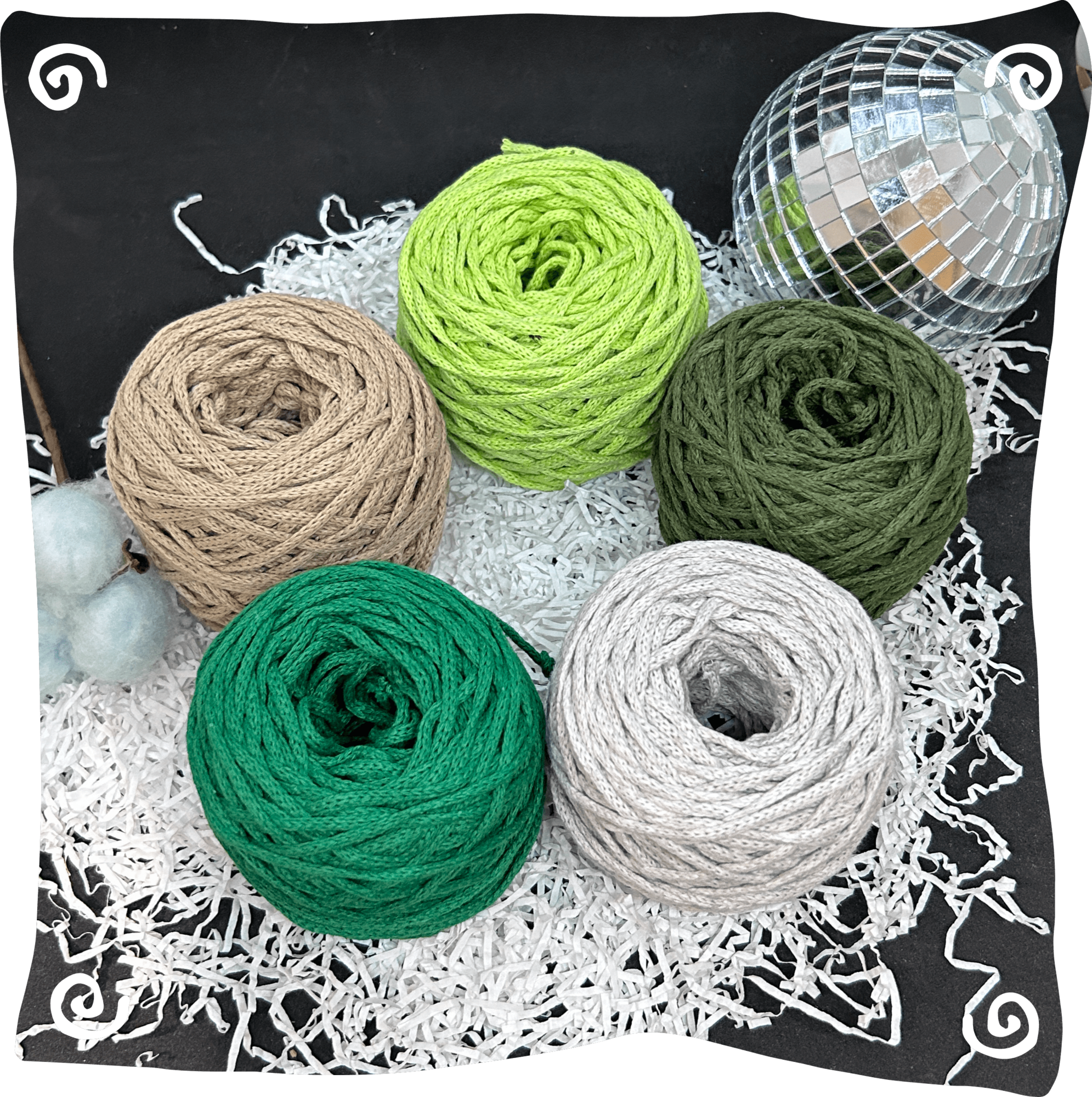 Набор №16 - "Лес" ХБ 3 мм клубок, 5 по 80г, 45м, цвета – 3,20,21,37,38