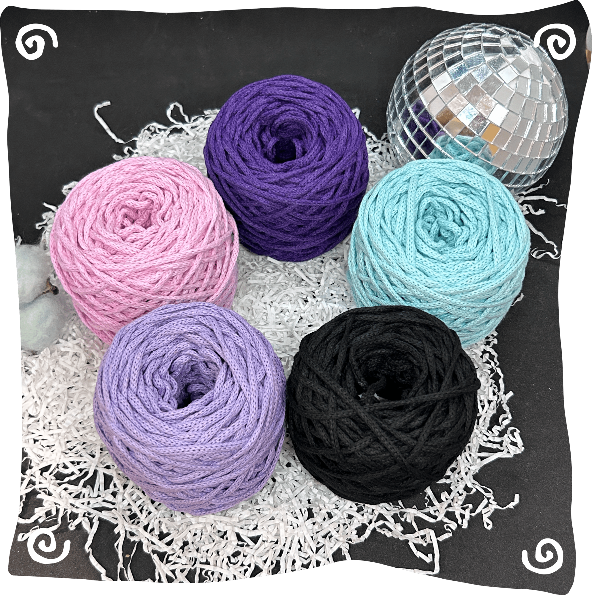 Набор №17 - "Девочка-сирень" ХБ 3 мм клубок, 5 по 80г, 45м, цвета – 11,19,30,34,35