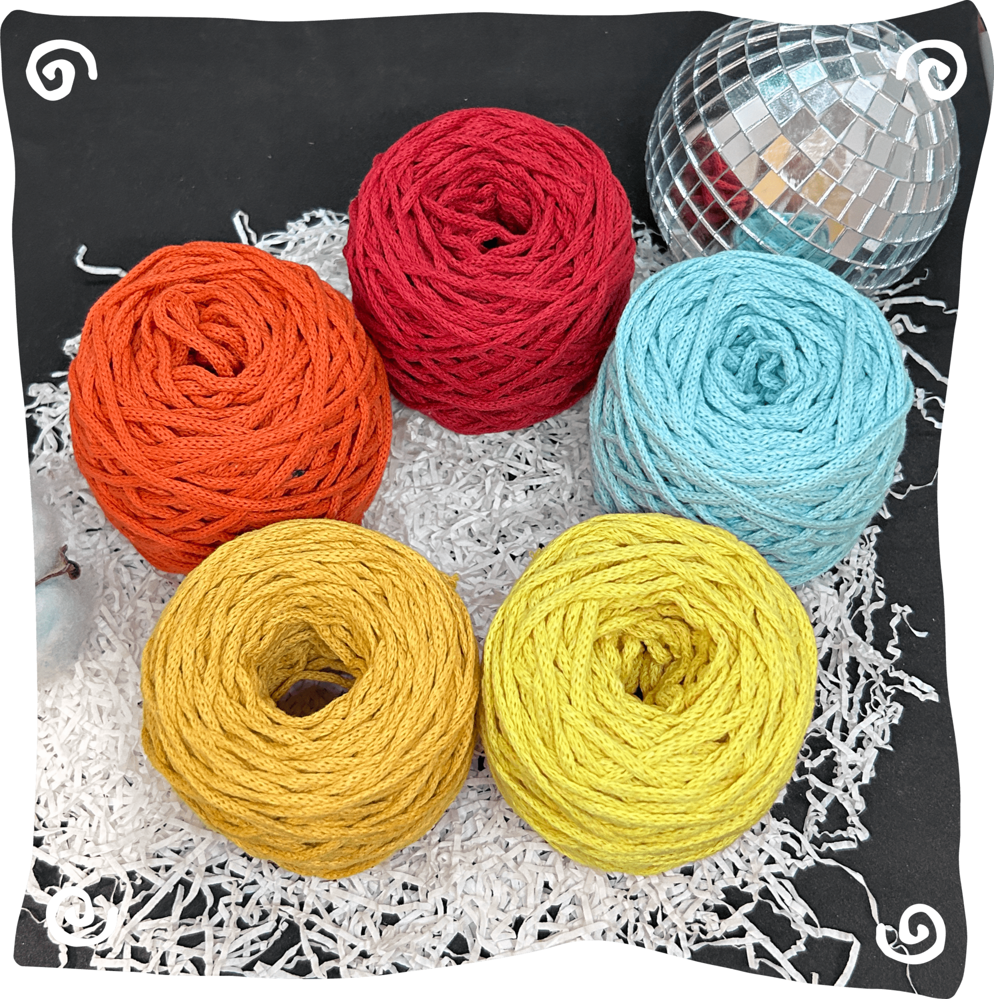 Набор №24 - "Закат_2" ХБ 3 мм клубок, 5 по 80г, 45м, цвета – 19,23,25,26,39