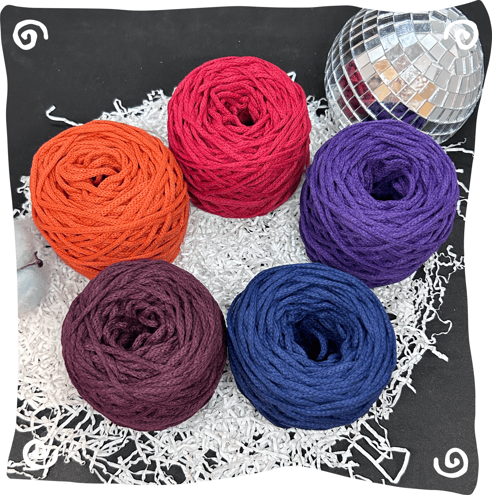 Набор №25 - "Светлячки" ХБ 3 мм клубок, 5 по 80г, 45м, цвета – 25,26,34,40,41