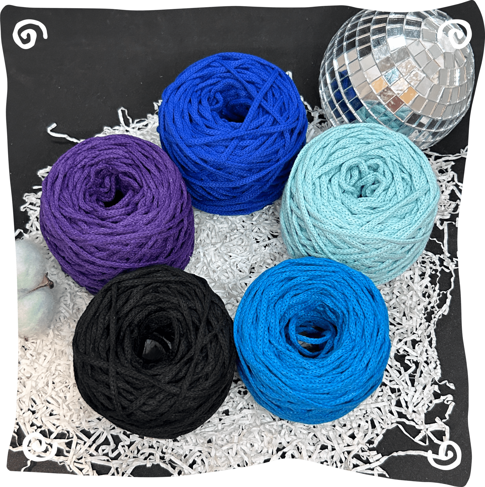 Набор №27 - "Дорога в топ" ХБ 3 мм клубок, 5 по 80г, 45м, цвета – 11,16,19,22,34