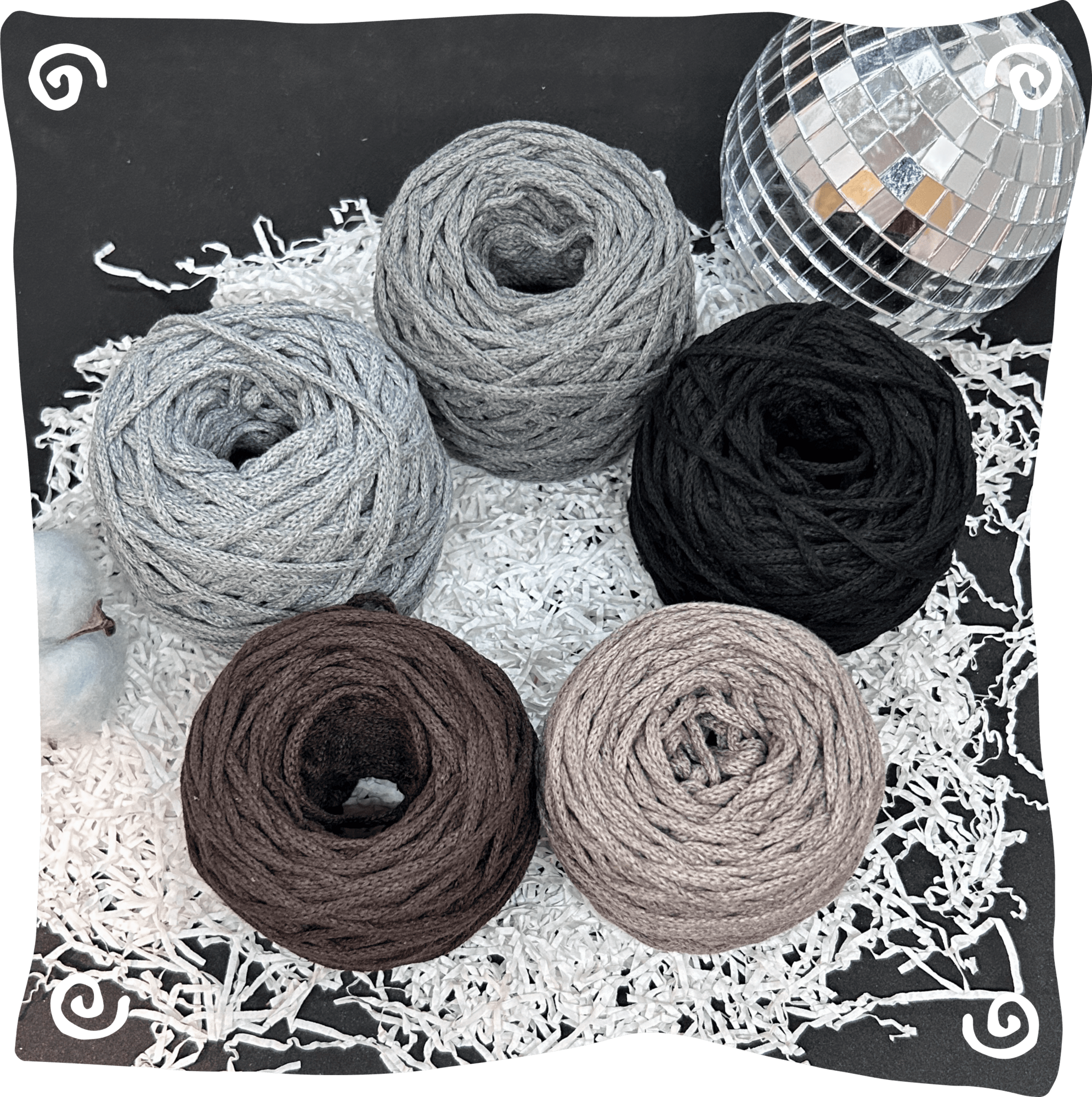 Набор №29 - "Орех" ХБ 3 мм клубок, 5 по 80г, 45м, цвета – 4,6,7,8,11