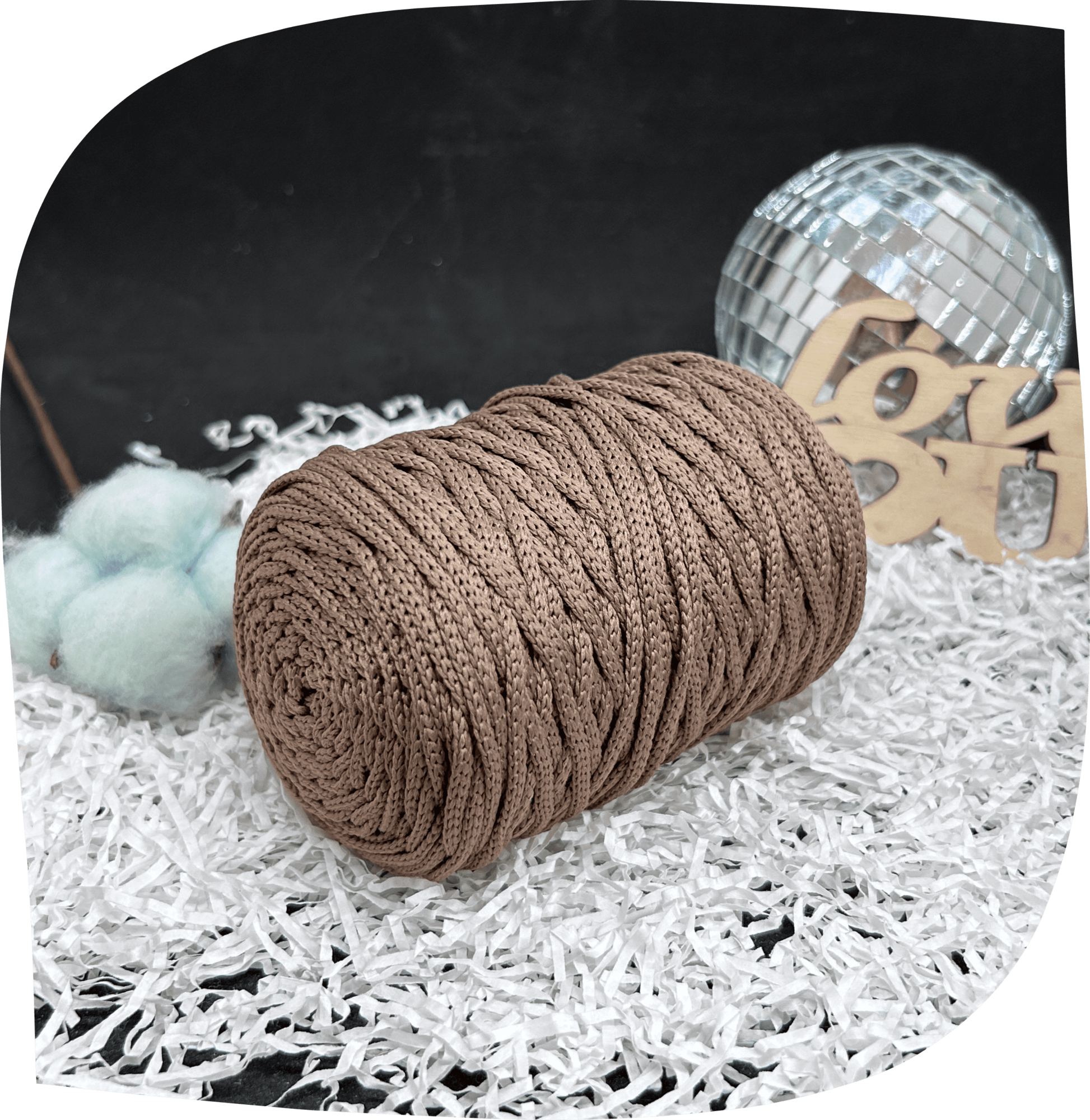 Шнур ПЭ вязаный 3 мм, 200г, 100м,  2009 – кофе