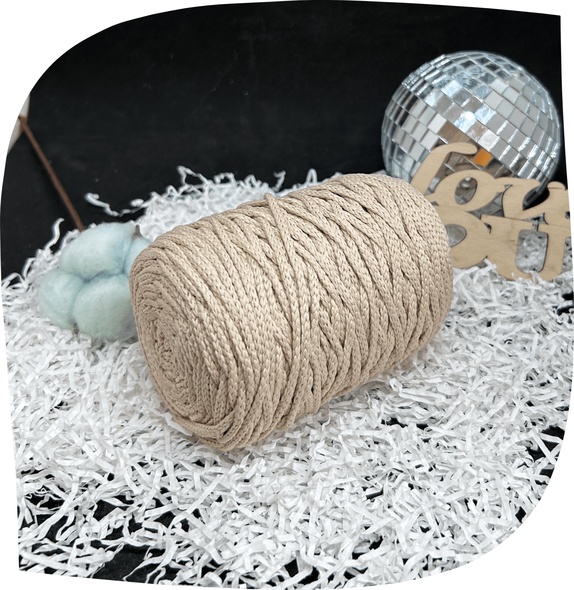 Шнур ПЭ вязаный 3 мм, 200г, 100м,  2003 – светло-бежевый